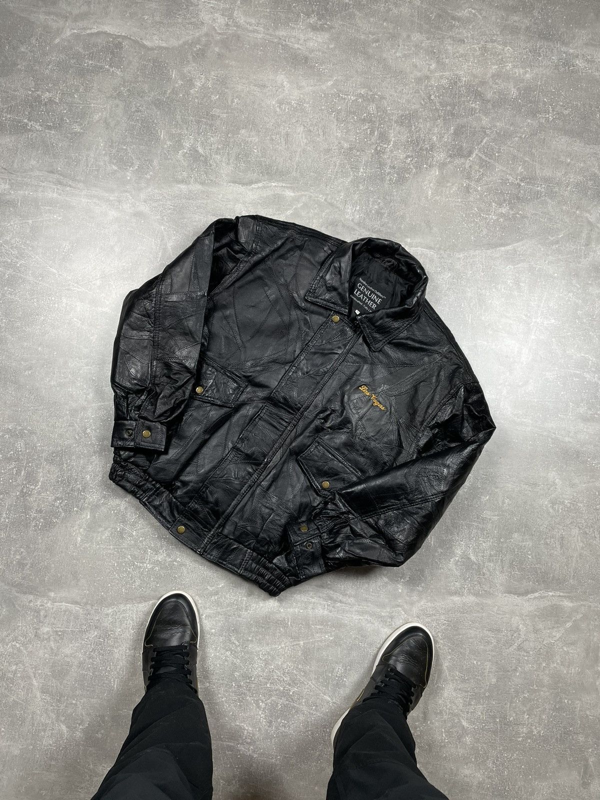 Genuine Leather × Vintage Vintage Leather Patchwork Las Vegas Retro Avant Garde Jacket Size US M / EU 48-50 / 2 - 1 Thumbnail