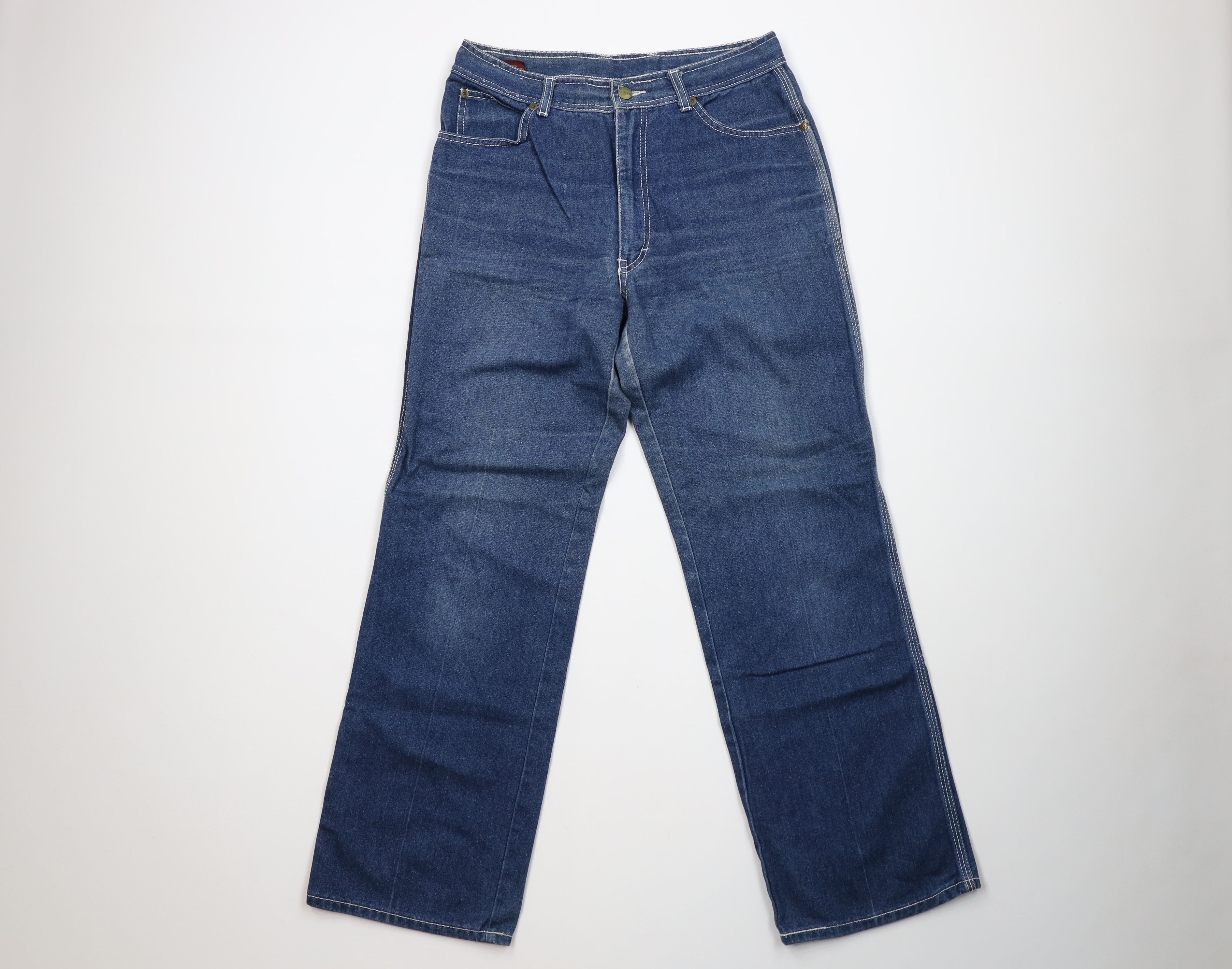 Vintage Vintage 70s Streetwear Wide Leg Denim Jeans Blue Triblend Size US 30 / EU 46 - 1 Thumbnail