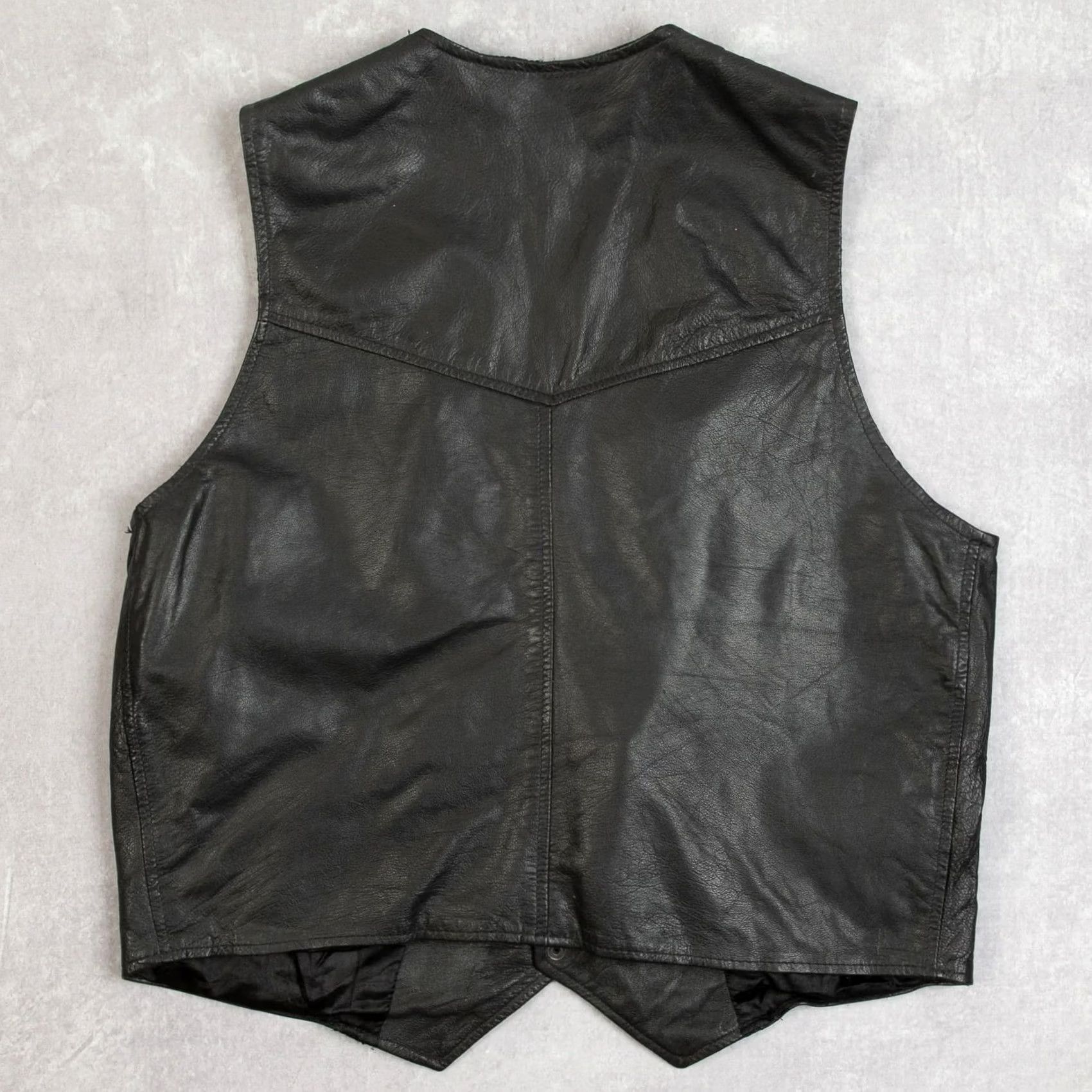 Camel Vintage Men's 1990s Unbranded Leather Vest Jacket Black Large Size US L / EU 52-54 / 3 - 2 Thumbnail