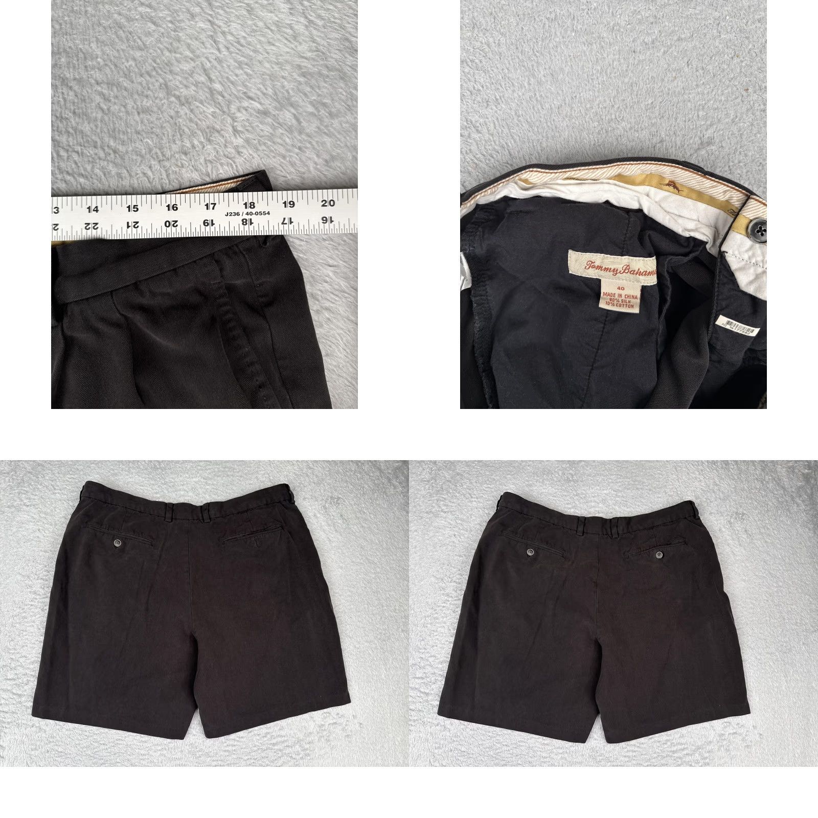 Tommy Bahama Tommy Bahama Shorts Men 40 Dark Black 100% Silk Blend Pleated Chino Dress Casual Size US 40 / EU 56 - 9 Thumbnail