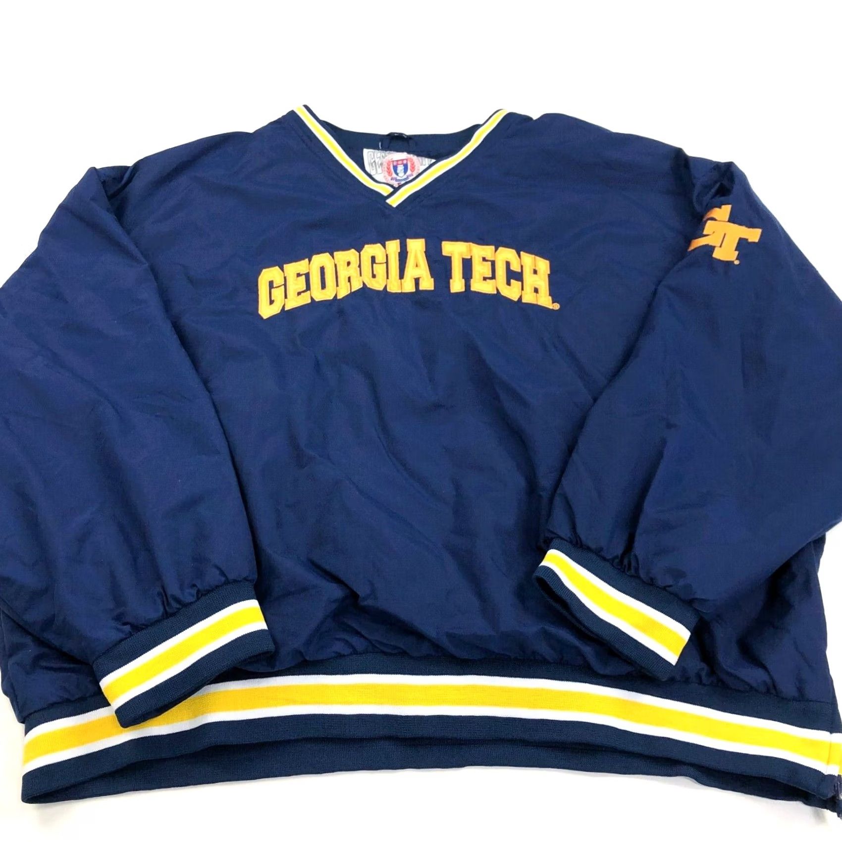 Vintage Georgia Tech Genuine Stuff Collegiate Blue V-Neck Nylon Lined Jacket XXL MINT Size US XXL / EU 58 / 5 - 2 Thumbnail