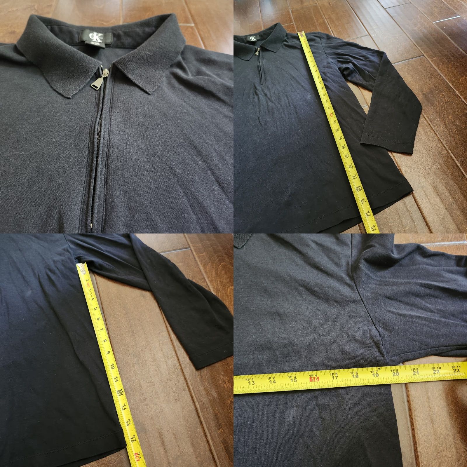 Calvin Klein Calvin Klein Men's Polo Shirt Long Sleeve 1/4 Zip Black Size L - Regular Fit, Cotton, 100% (Minor Stains) Size US L / EU 52-54 / 3 - 8 Thumbnail