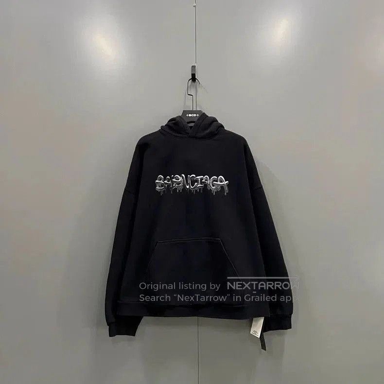 Balenciaga Balenciaga Black Logo Print Hoodie. Size US M / EU 48-50 / 2 - 1 Thumbnail