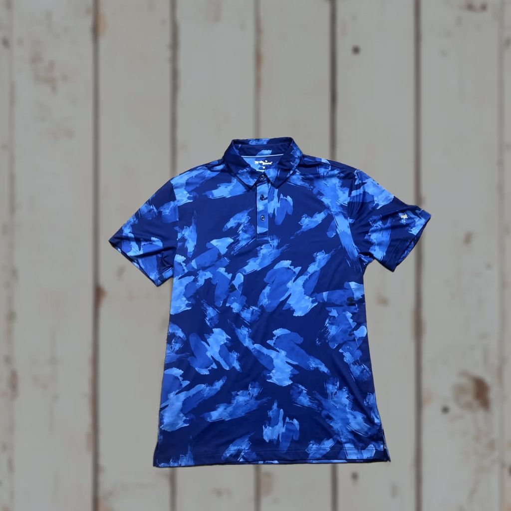Vintage Birdie Bound Polo Shirt Mens Medium Blue Brushstroke Golf Performance Stretch Size US M / EU 48-50 / 2 - 1 Thumbnail
