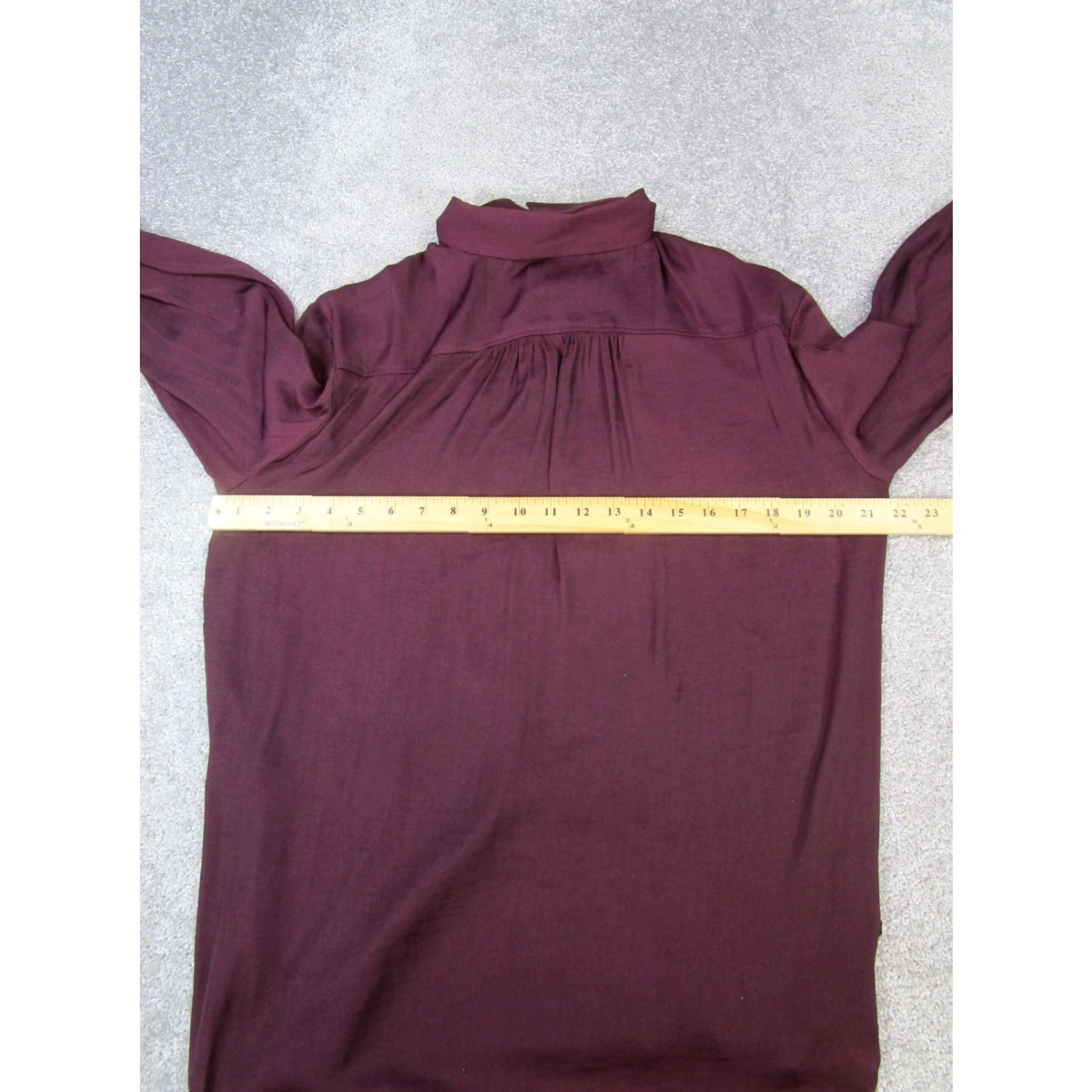 Anthropologie VINTAGE Anthropologie Shirt Womens Small Burgundy Button-Up - Collared Long Sleeve, Solid Red, Polyester, Regular Fit - Size S Mens Womens Girls Boys? Size S / US 4 / IT 40 - 5 Thumbnail