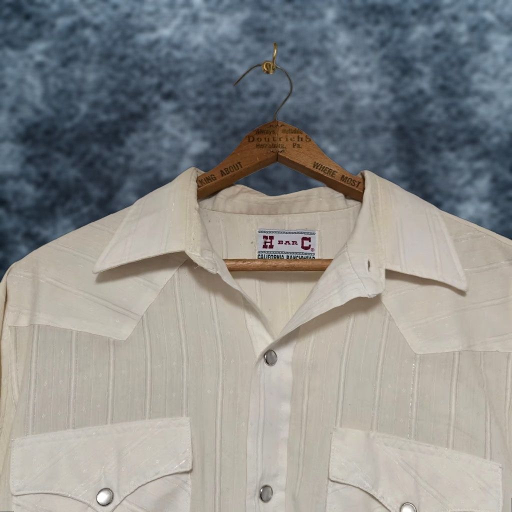 Vintage VINTAGE H Bar C Western Shirt Mens L Cream Pearl Snap California Ranchwear Plaid Long Sleeve Collared Button-Up Cowboy Rodeo Yellowstone Embroidered Size US L / EU 52-54 / 3 - 1 Thumbnail