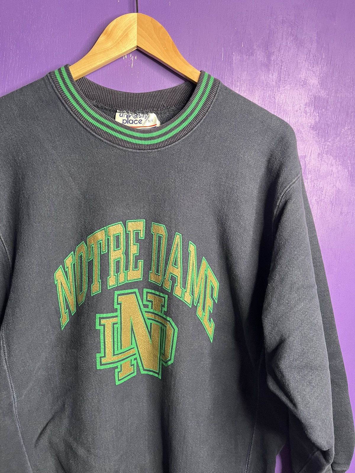 Vintage Vintage 90s Notre dame ringer logo crewneck Size US L / EU 52-54 / 3 - 3 Thumbnail
