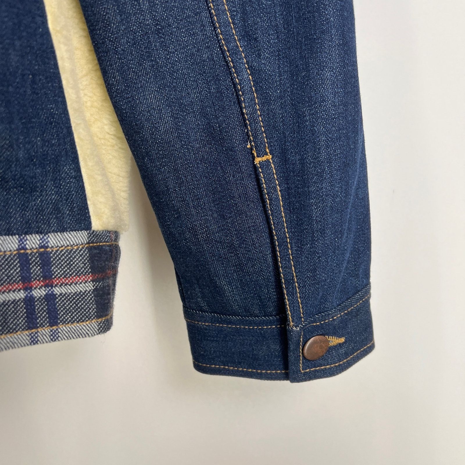 Other Sun + Stone Plaid Sherpa Denim Jacket Blue Ivory Size US XL / EU 56 / 4 - 8 Thumbnail