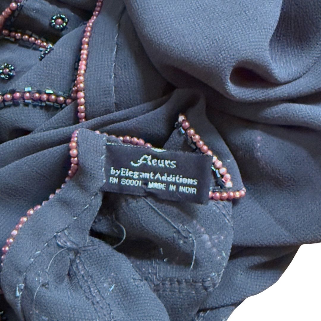 Vintage Vintage Fleurs by Elegant Additions Sheer Gray Scarf Beading Size ONE SIZE - 6 Thumbnail