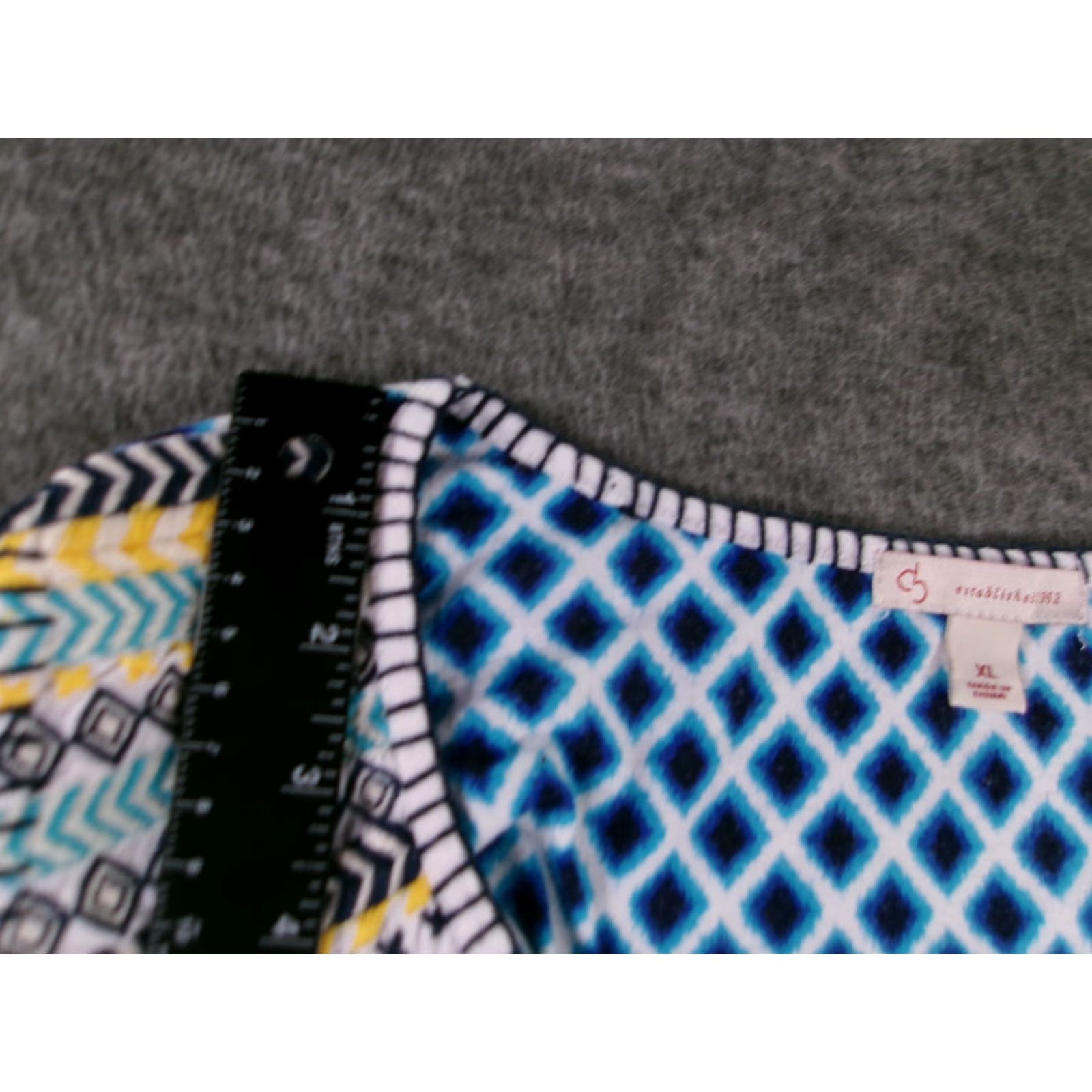Vintage Dressbarn Blouse Tank Top Women XL Blue Argyle/Diamond Sleeveless Scoop Neck Casual Beachy All Seasons Easy Care/Tasseled Size XL / US 12-14 / IT 48-50 - 4 Thumbnail