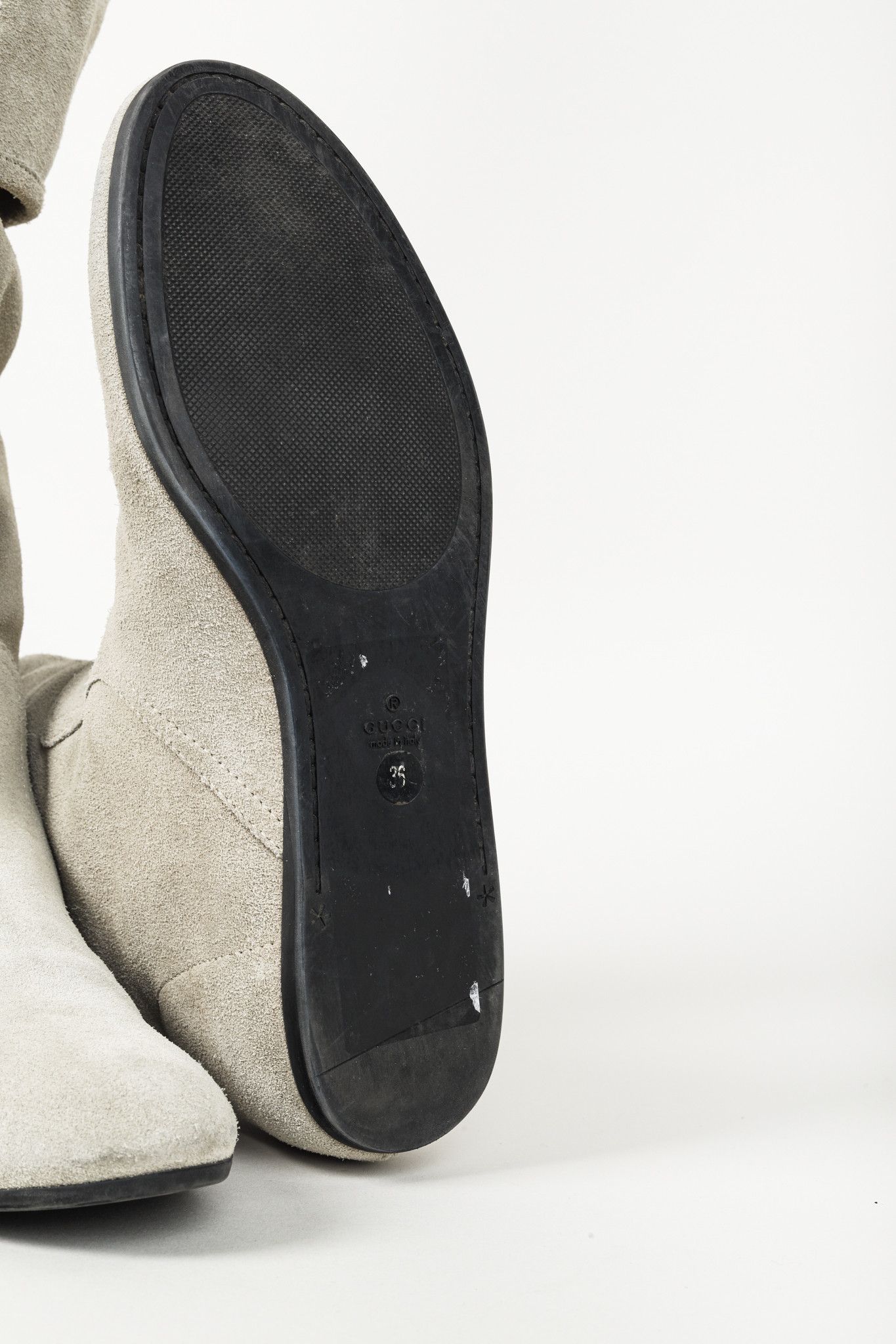 Gucci Gucci GG Grey Beige Suede Calf Height Flat Boots Size US 6.5 / IT 36.5 - 5 Thumbnail