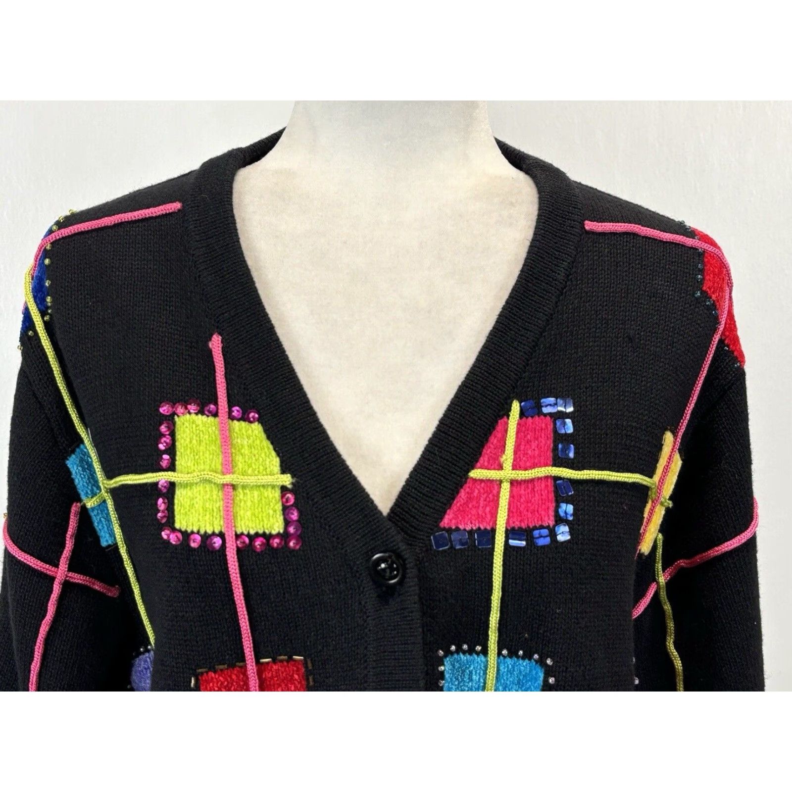 Vintage VINTAGE Patchington Black Beaded Cardigan Sweater XL Women’s Granny Core Size XL / US 12-14 / IT 48-50 - 5 Thumbnail