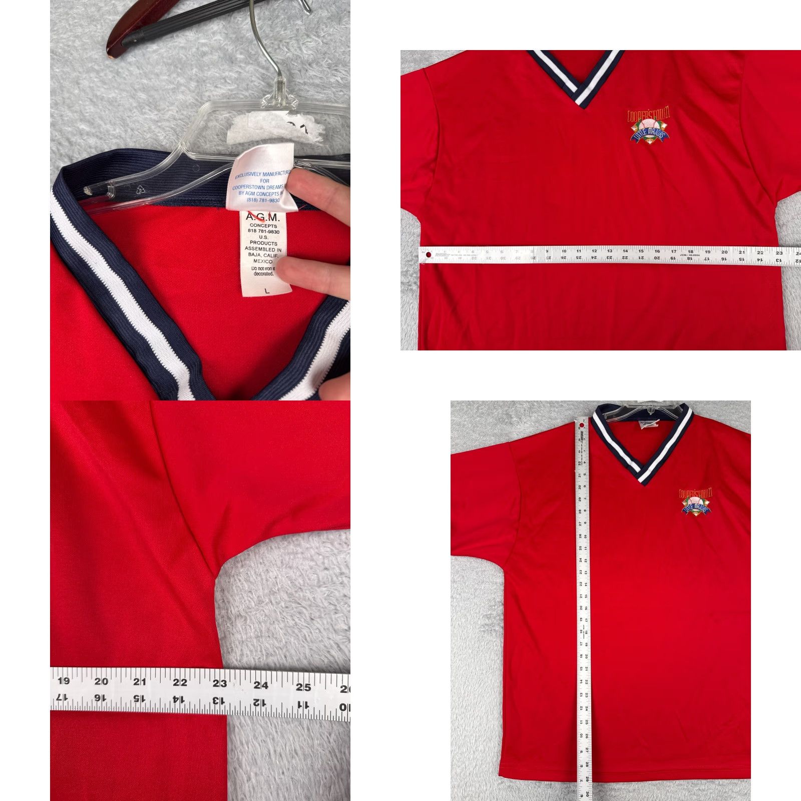 Vintage Cooperstown Dreams Park Shirt Adult Large Red V-Neck Little Majors #2 Baseball Size US L / EU 52-54 / 3 - 8 Thumbnail