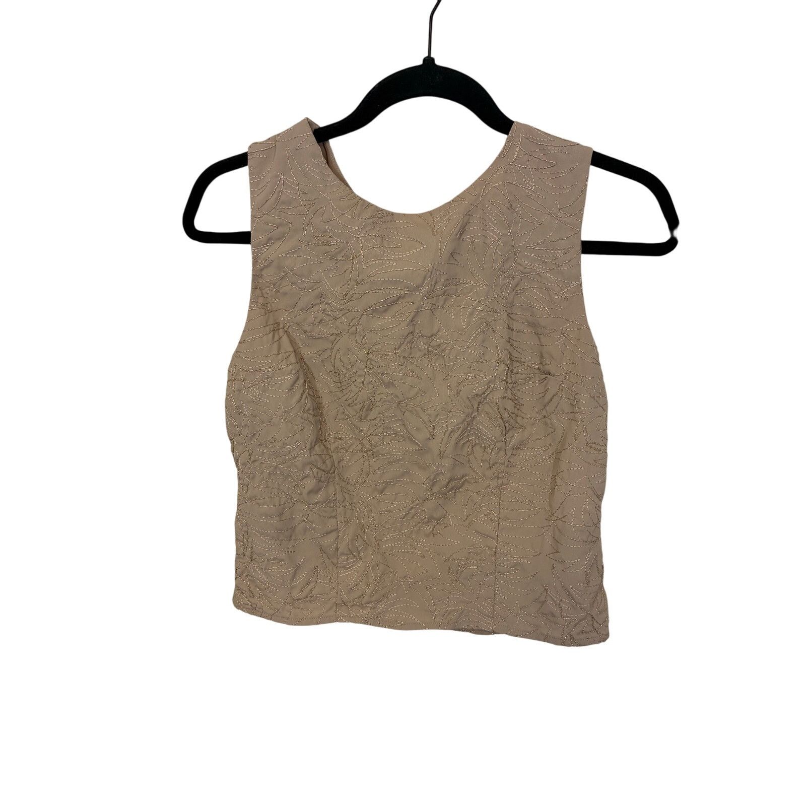 Express Express Sleeveless Metallic Gold Sheen Tan Button Top XS Size XS / US 0-2 / IT 36-38 - 2 Thumbnail
