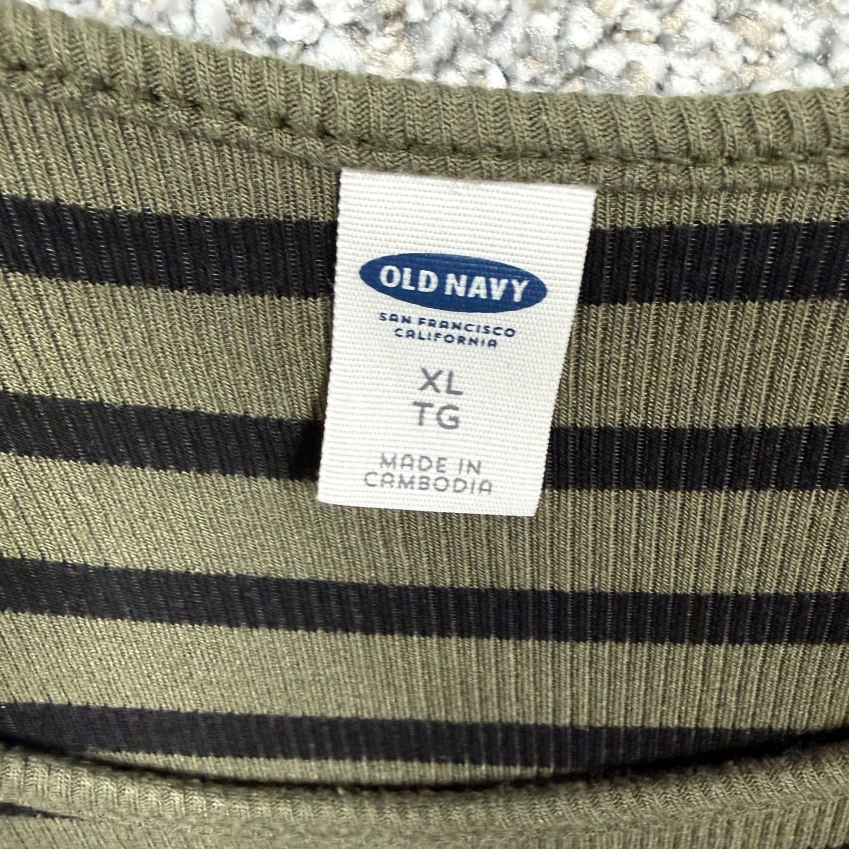 Old Navy Old Navy T-Shirt Dress XL Olive Green Striped Knit Scoop Neck Raglan Short Sleeve Casual Summer Womens Size XL / US 12-14 / IT 48-50 - 4 Thumbnail
