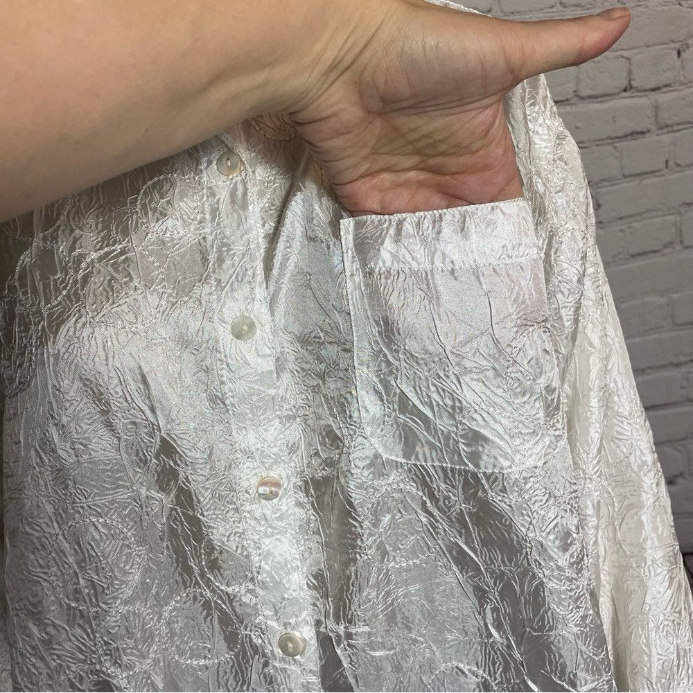 Chicos Chico's Embroidered Long Sleeve White Blouse Size 1 US M Size M / US 6-8 / IT 42-44 - 3 Thumbnail