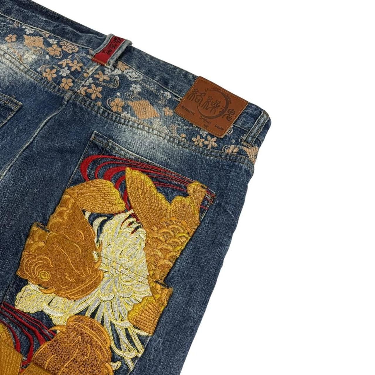 Karakuri Tamashii Karakuri Tamashii Embroidered Koi Japanese Jeans Waist 38 Size US 38 / EU 54 - 4 Thumbnail