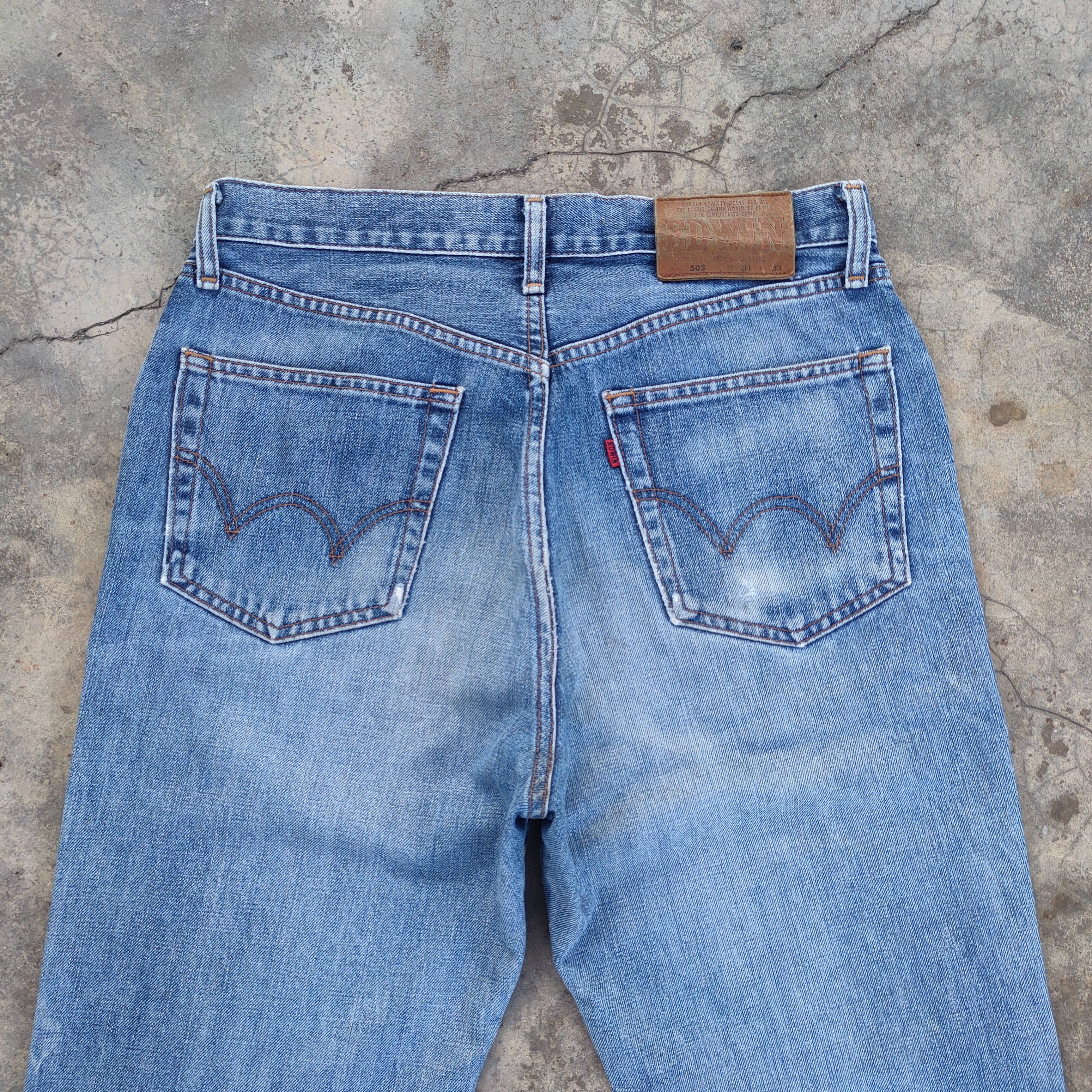 Edwin × Jean × Vintage W32 VINTAGE EDWIN 503 FADED RIPPED JEANS DENIM PANTS Size US 32 / EU 48 - 12 Thumbnail