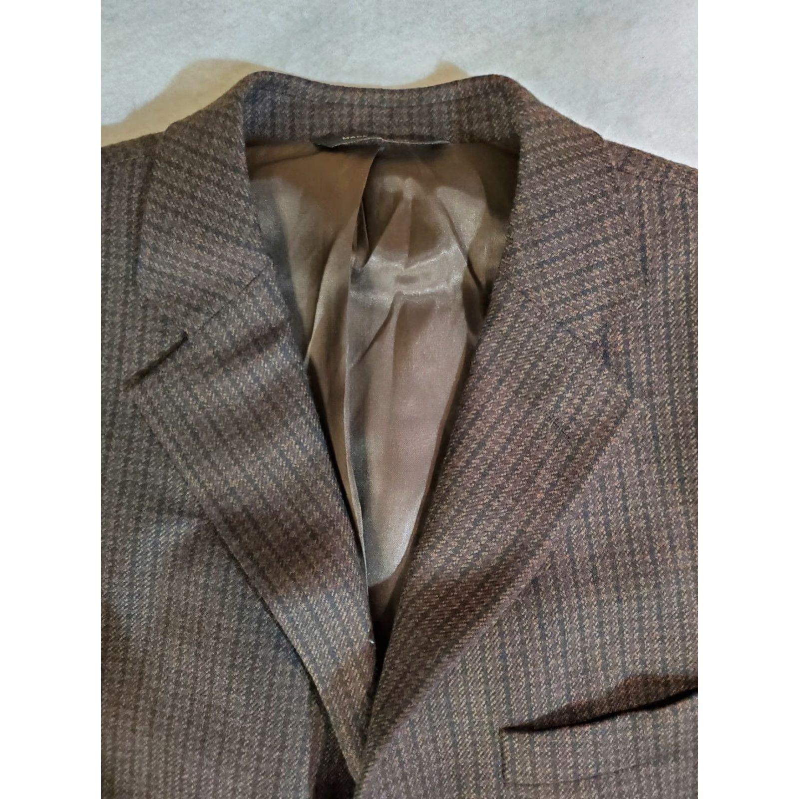 Joseph VINTAGE Joseph & Feiss Signature Brown Check Sport Coat 100% Lambs Wool Mens Size 42 Short Size US 42 / EU 58 - 3 Thumbnail