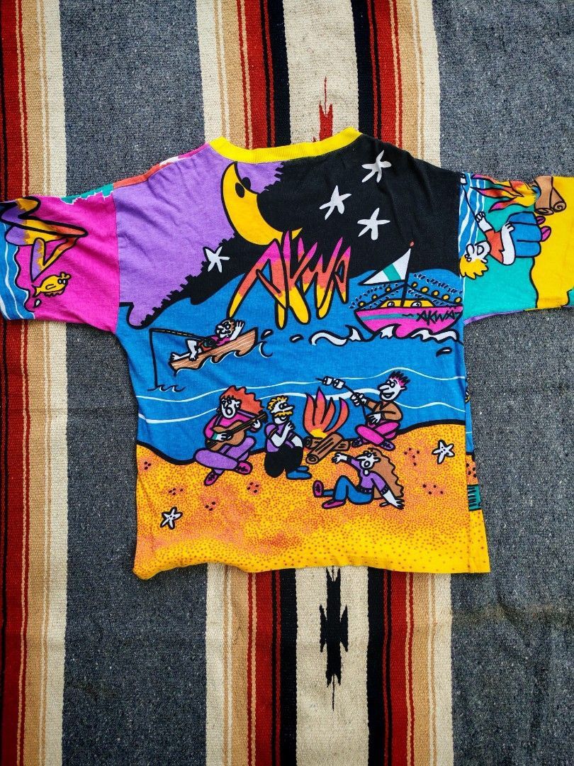 Vintage Vintage AKWA USA All Over Beach Graphic Tee 90s Rare Size US M / EU 48-50 / 2 - 3 Thumbnail