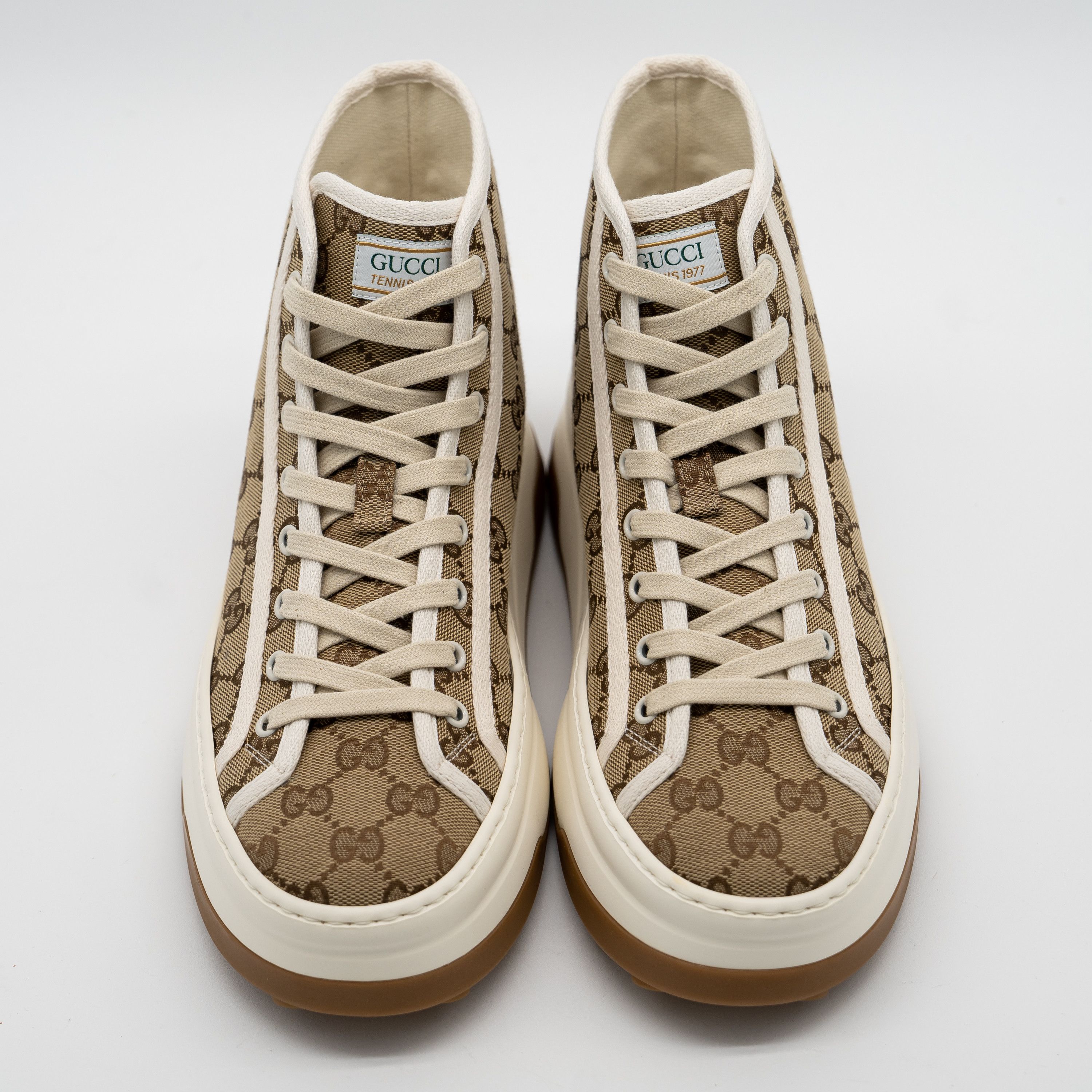 Gucci 40.5G Gucci Tennis Platform GG Canvas Beige Brown Sneakers Size US 10.5 / IT 40.5 - 3 Thumbnail