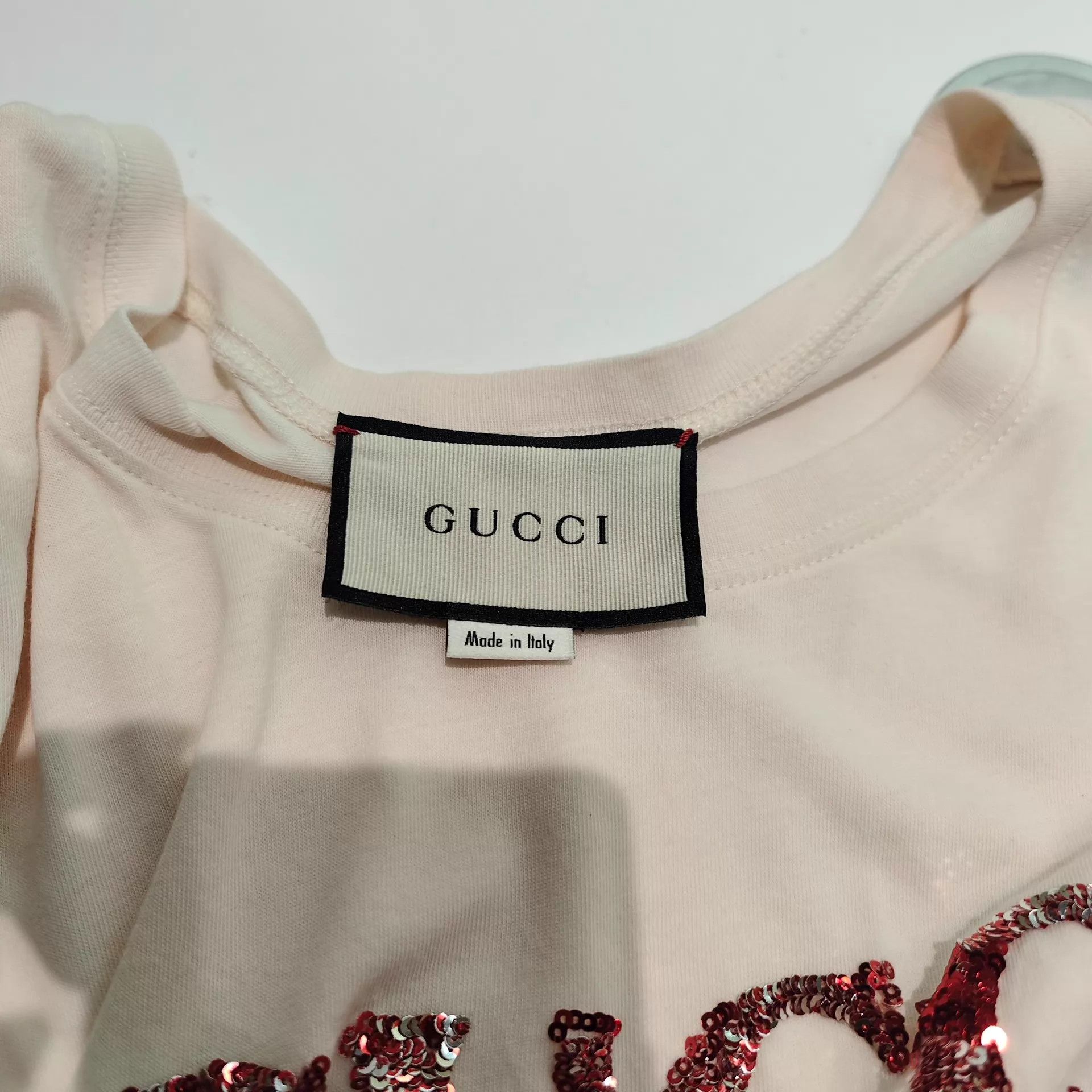 Gucci Gucci Sequin Logo Pink SS Tee XXS 99 New Size XXS / US 00 / IT 34 - 3 Thumbnail