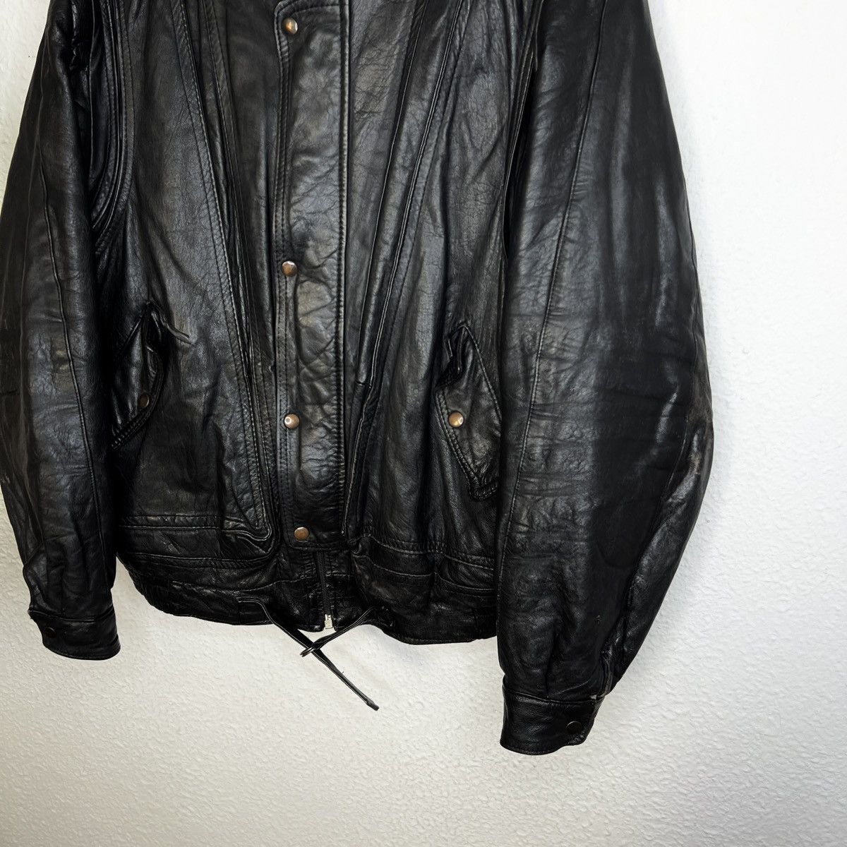 Vera Pelle × Vintage Vintage Leather Jacket Biker Ramones Black Genuine Trucker Size US M / EU 48-50 / 2 - 3 Thumbnail