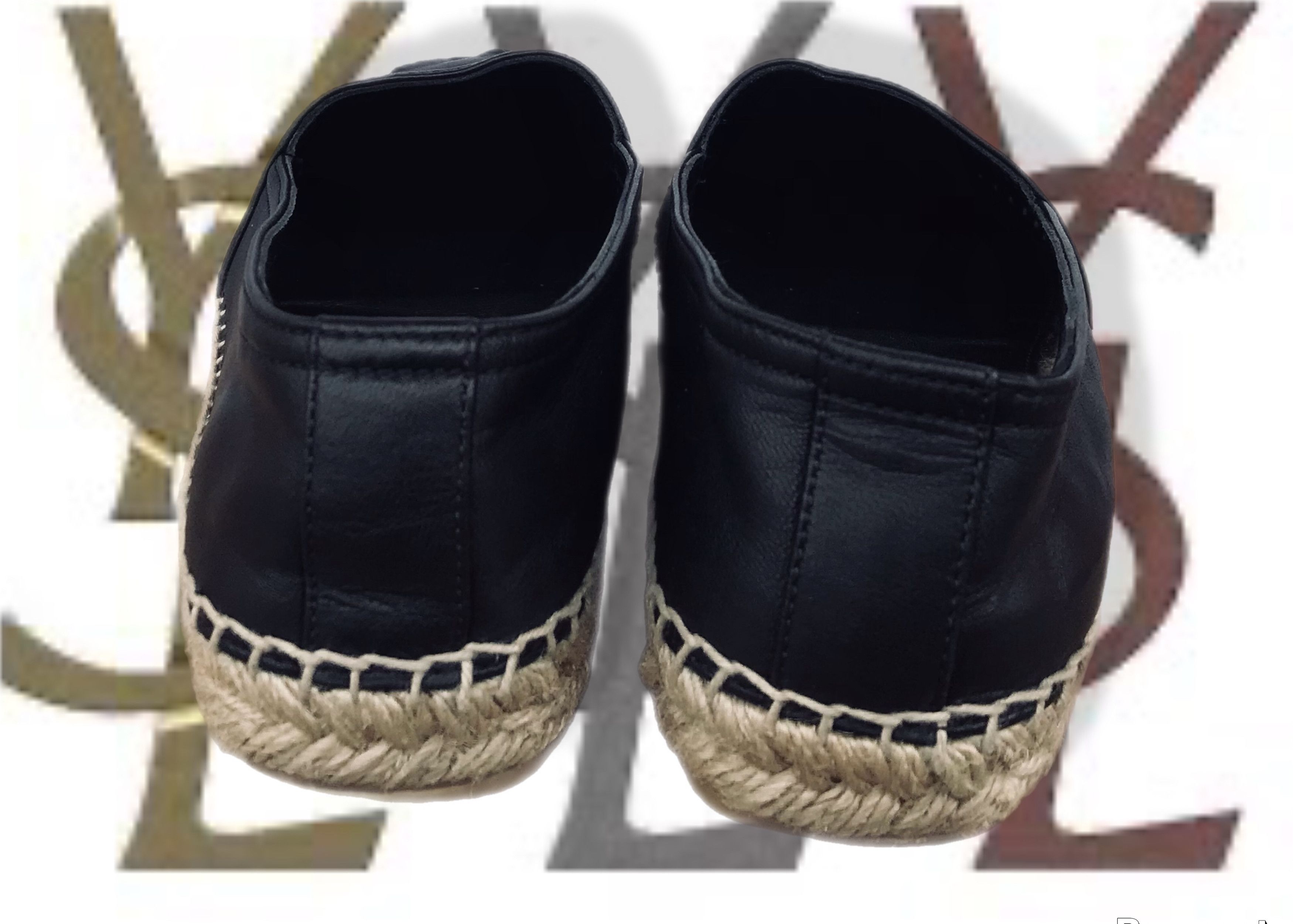 Saint Laurent Paris Saint Laurent Espadrilles YSL Black Leather Flats Slip-On Size US 6.5 / IT 36.5 - 4 Thumbnail