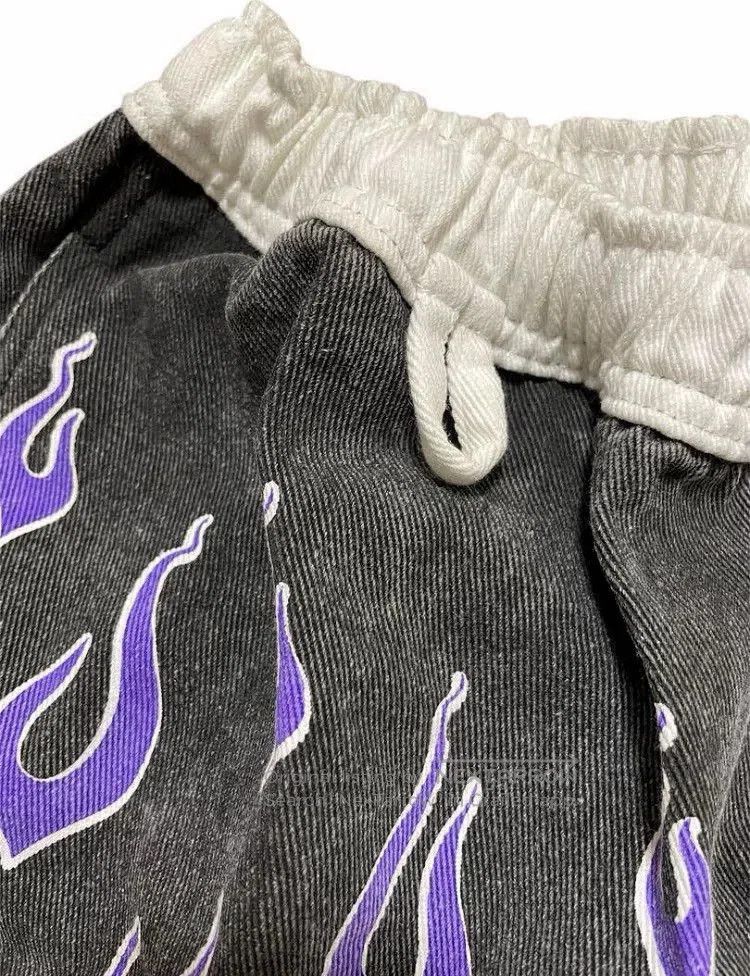 VINNY's Purple Flame Print Easy Short Pants. Size US 30 / EU 46 - 4 Thumbnail