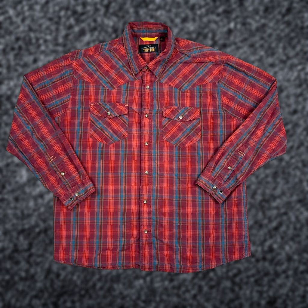 Orvis Orvis Trout Bum Shirt Mens XL Red Plaid Western Pearl Snap Rancher Fishing Rodeo Shirt Size US XL / EU 56 / 4 - 1 Thumbnail