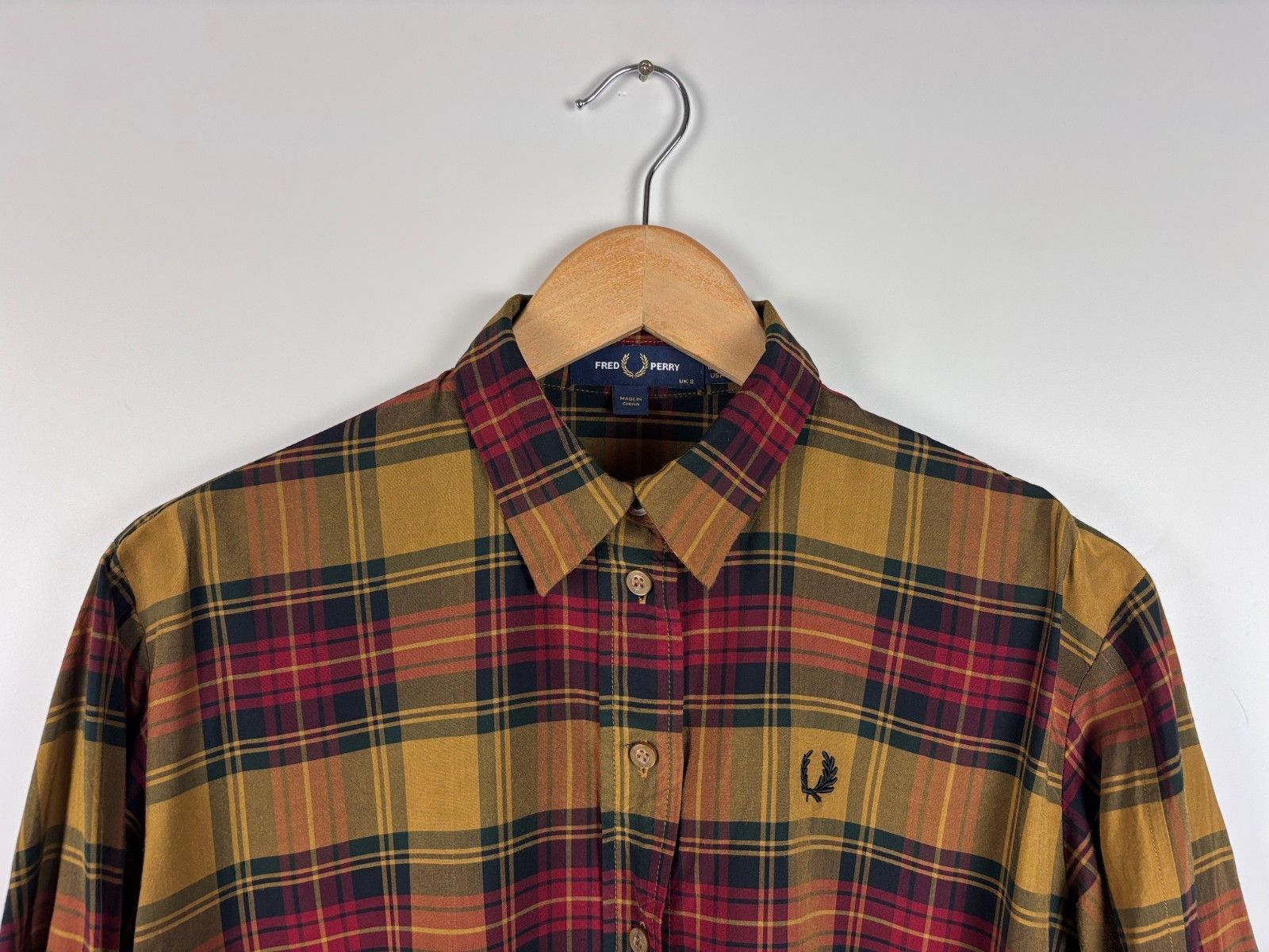 Fred Perry Fred Perry Tartan Button Up Shirt Viscose Brown Size US 4 Size S / US 4 / IT 40 - 3 Thumbnail