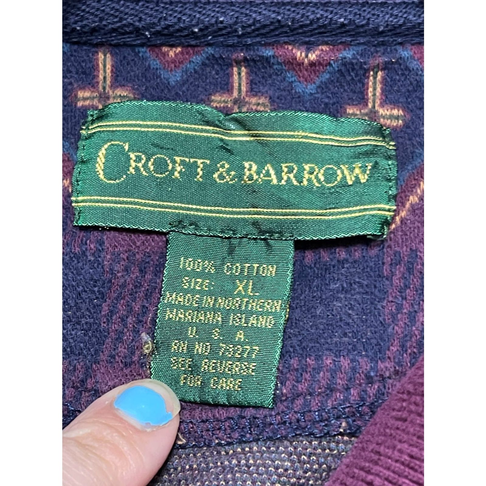 Croft & Barrow Croft & Barrow Shirt, Men's XL, Plaid, Long Sleeve, 1/4 Button, Purple Blue, Casual, Regular Fit, Vintage: No Size US XL / EU 56 / 4 - 5 Thumbnail