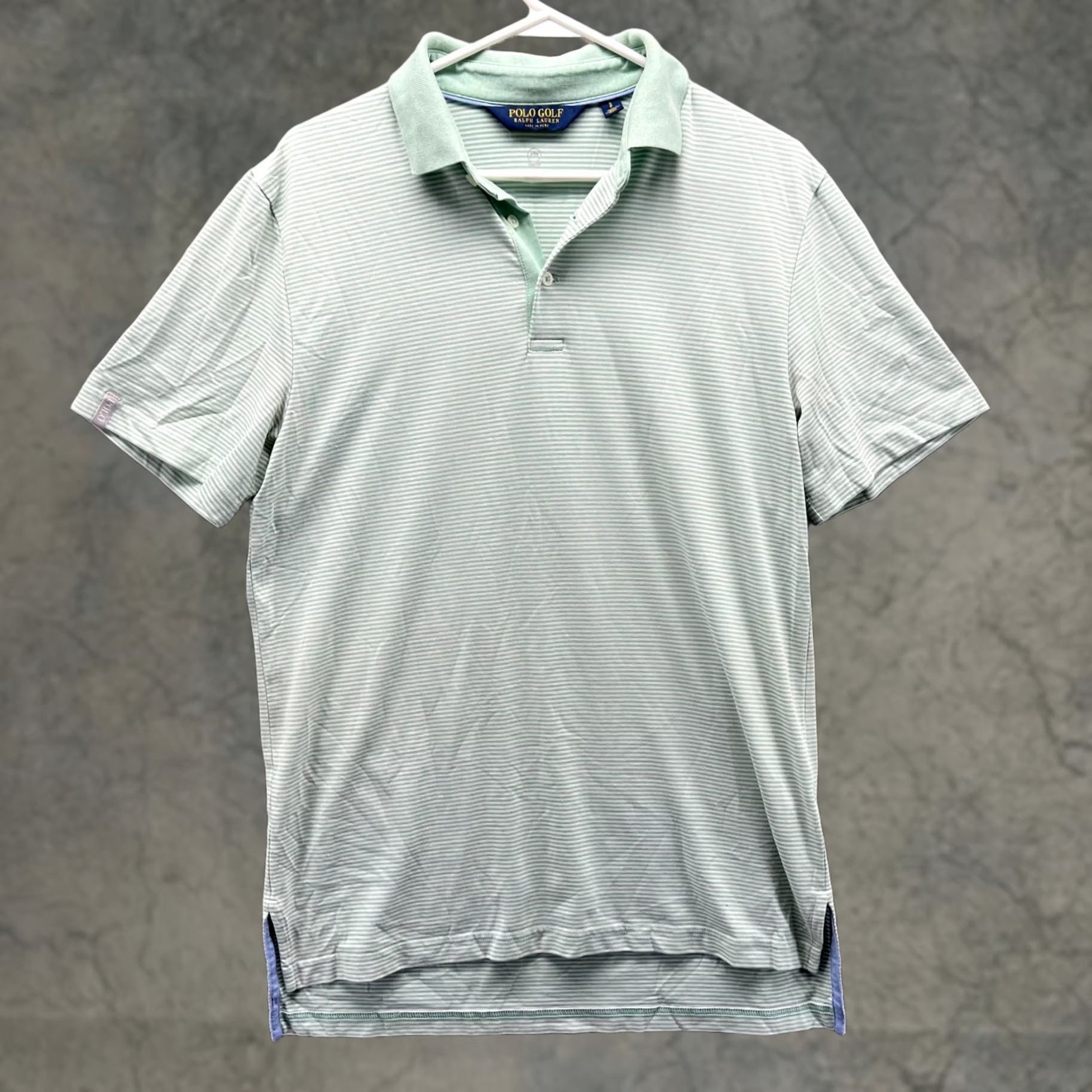 Ralph Lauren VINTAGE Ralph Lauren Polo Shirt Men S Green Striped Golf Preppy Casual Dress Shirt Size 36R - 1 Thumbnail