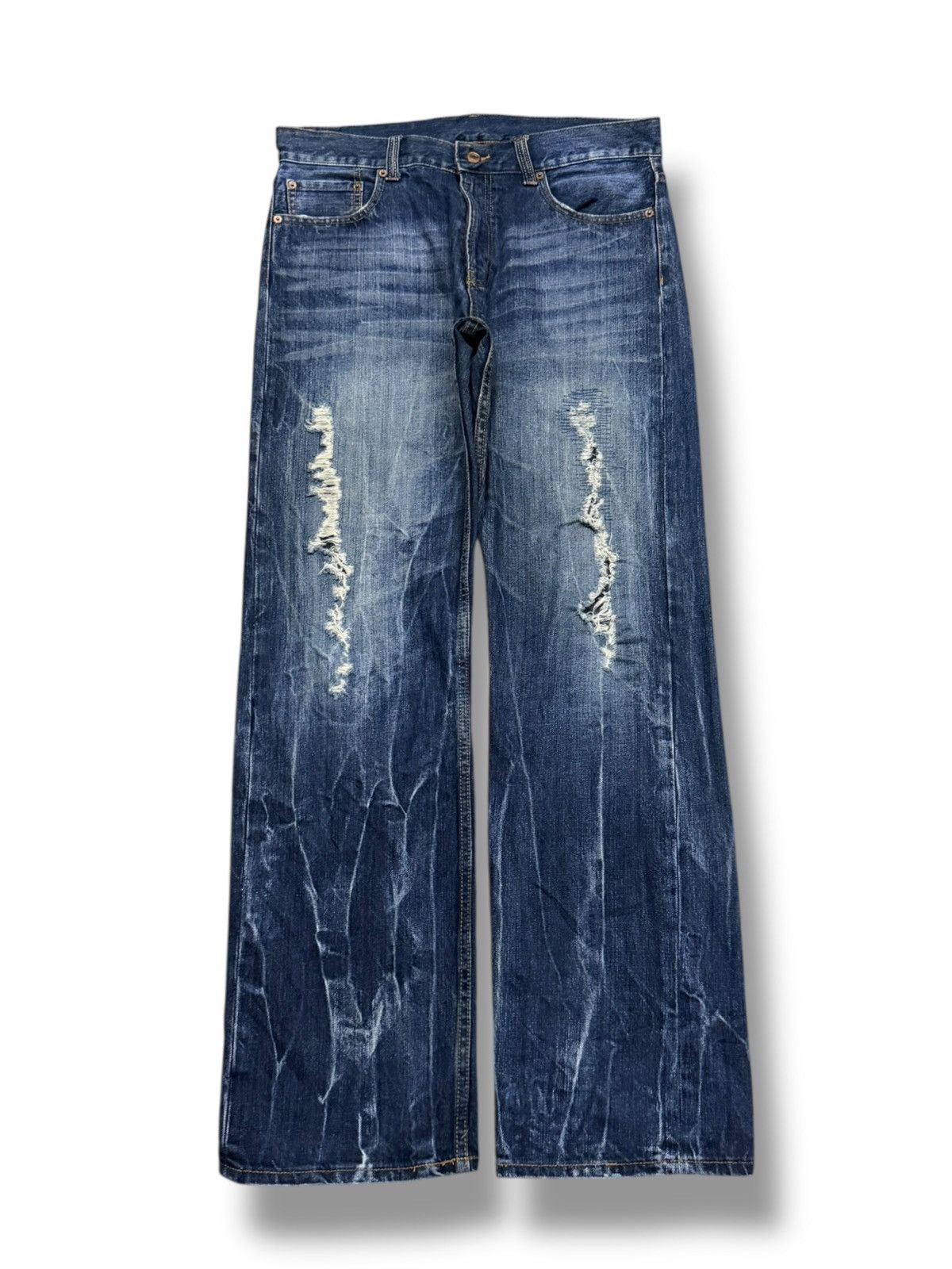 Japanese Brand Vintage Japanese Brand Y2K Distressed Denim jeans | W35 Size US 35 - 2 Thumbnail