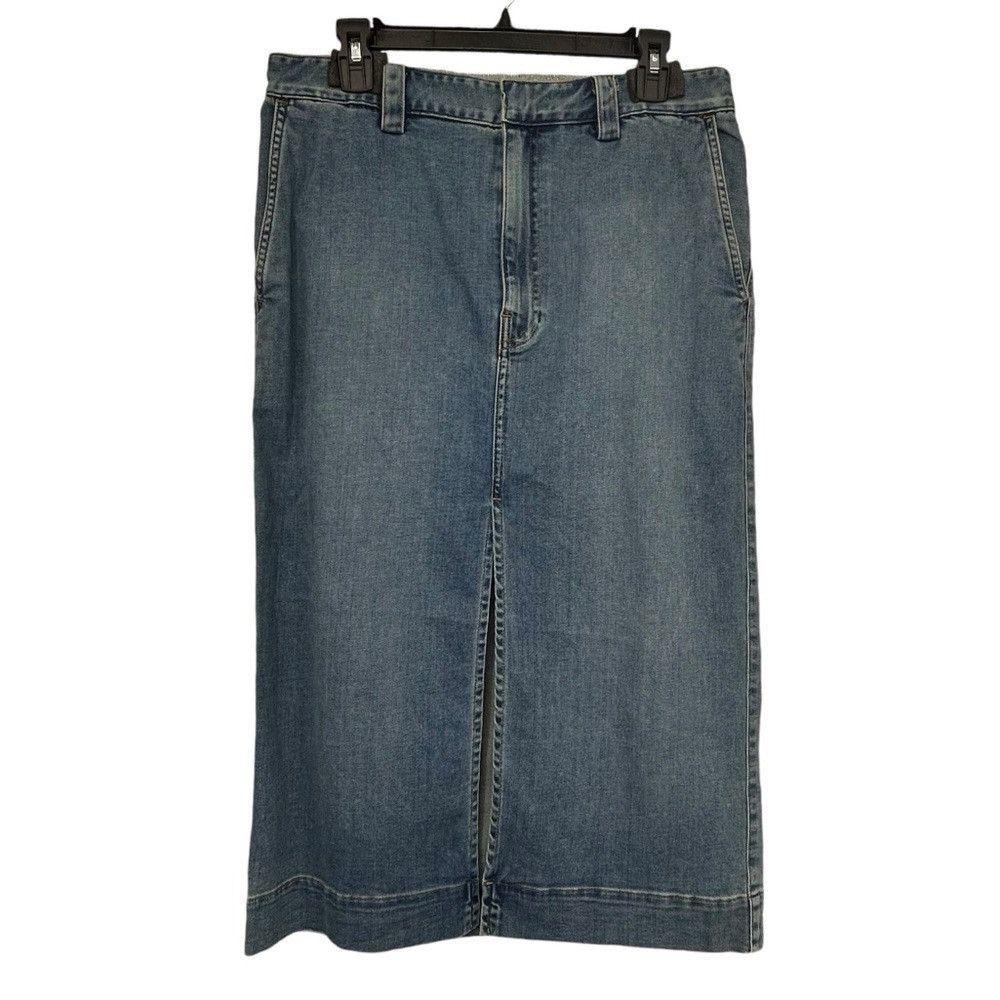 Enza Costa ENZA COSTA SOFT TOUCH FRONT SLIT DENIM JEAN SKIRT WOMENS Size 29" - 2 Thumbnail