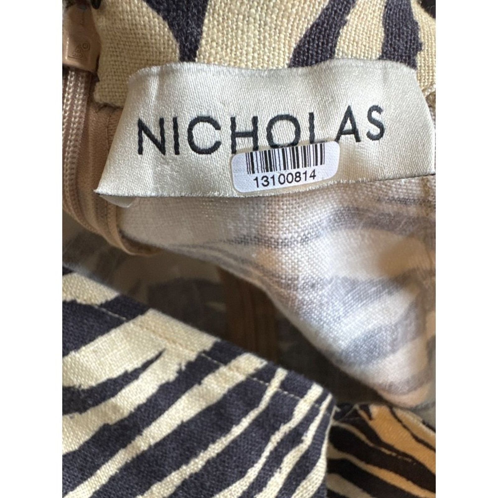 NICHOLAS Nicholas Zebra Print Linen Mini Dress Cream Black V-Neck 4 Size S / US 4 / IT 40 - 6 Thumbnail