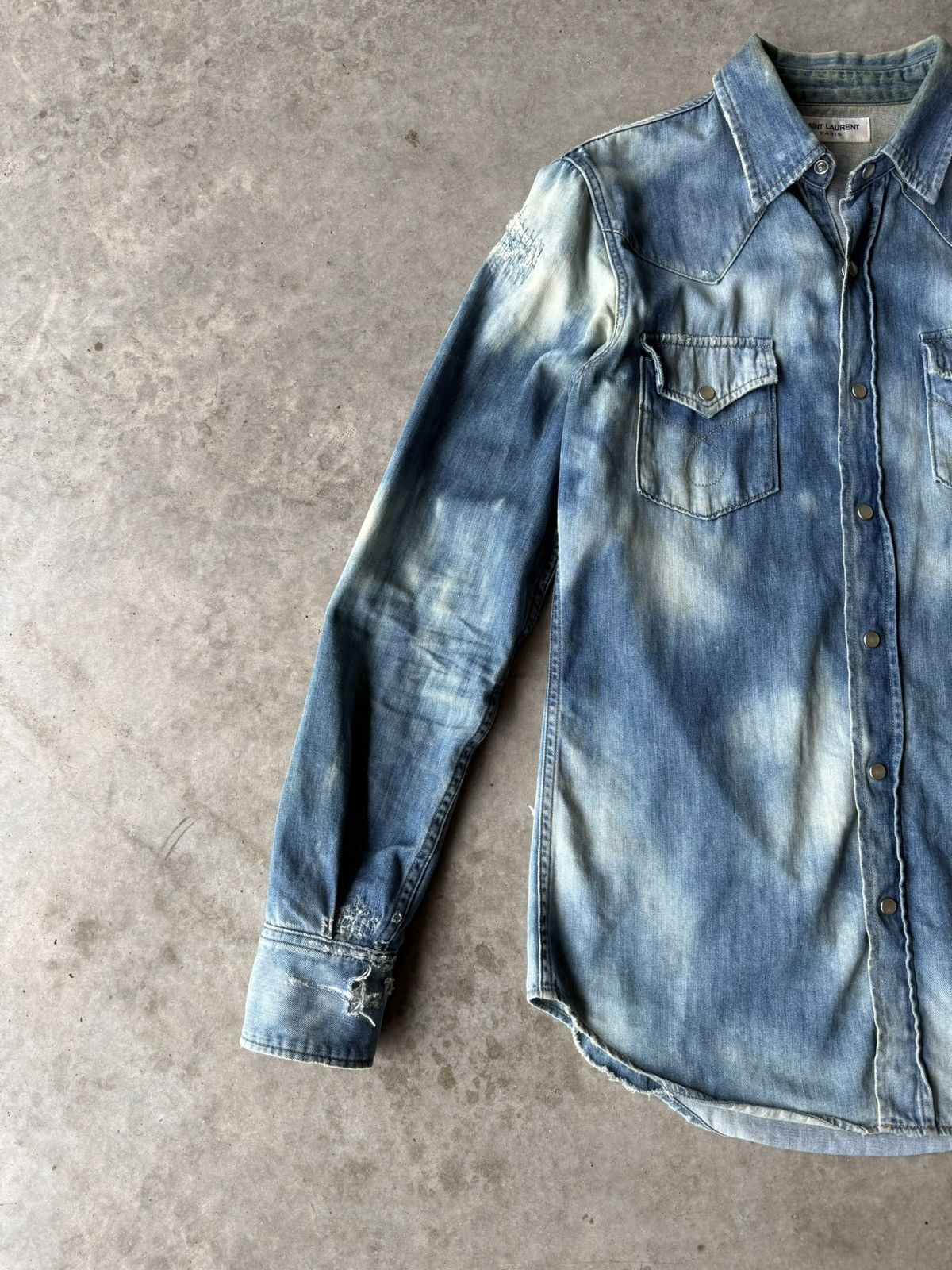 Saint Laurent Paris Saint Laurent Paris SS17 Bleached & Distressed Western Shirt Size US XS / EU 42 / 0 - 3 Thumbnail
