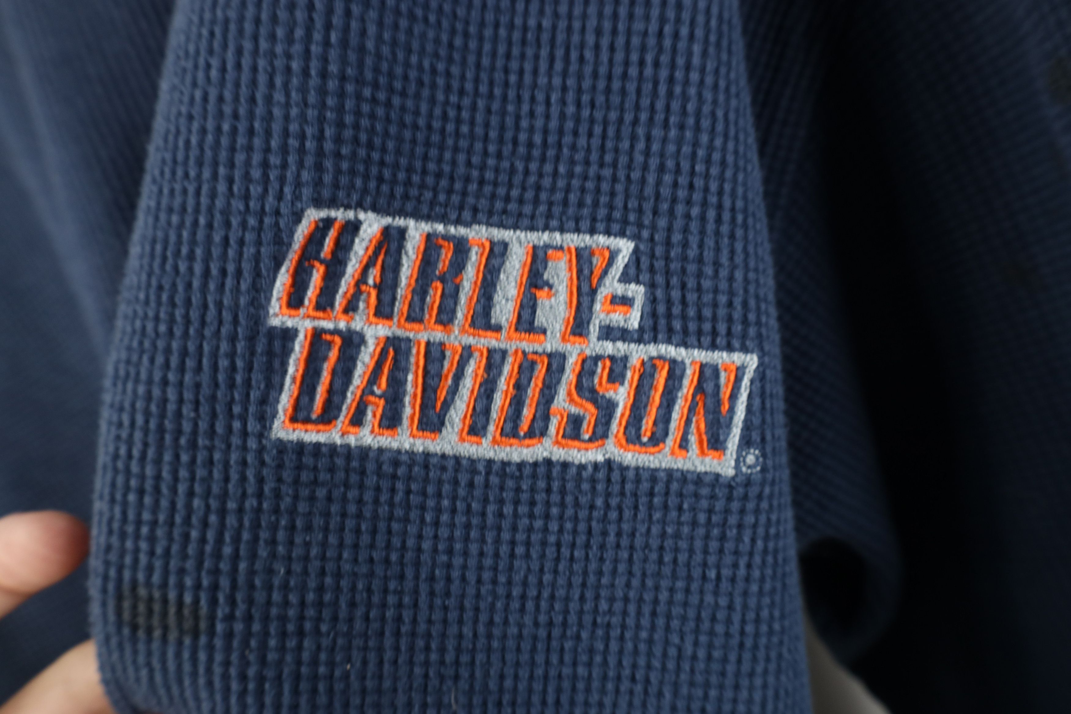 Harley Davidson Vintage Harley Davidson Waffle Knit Long Sleeve T-Shirt Size US XL / EU 56 / 4 - 6 Thumbnail