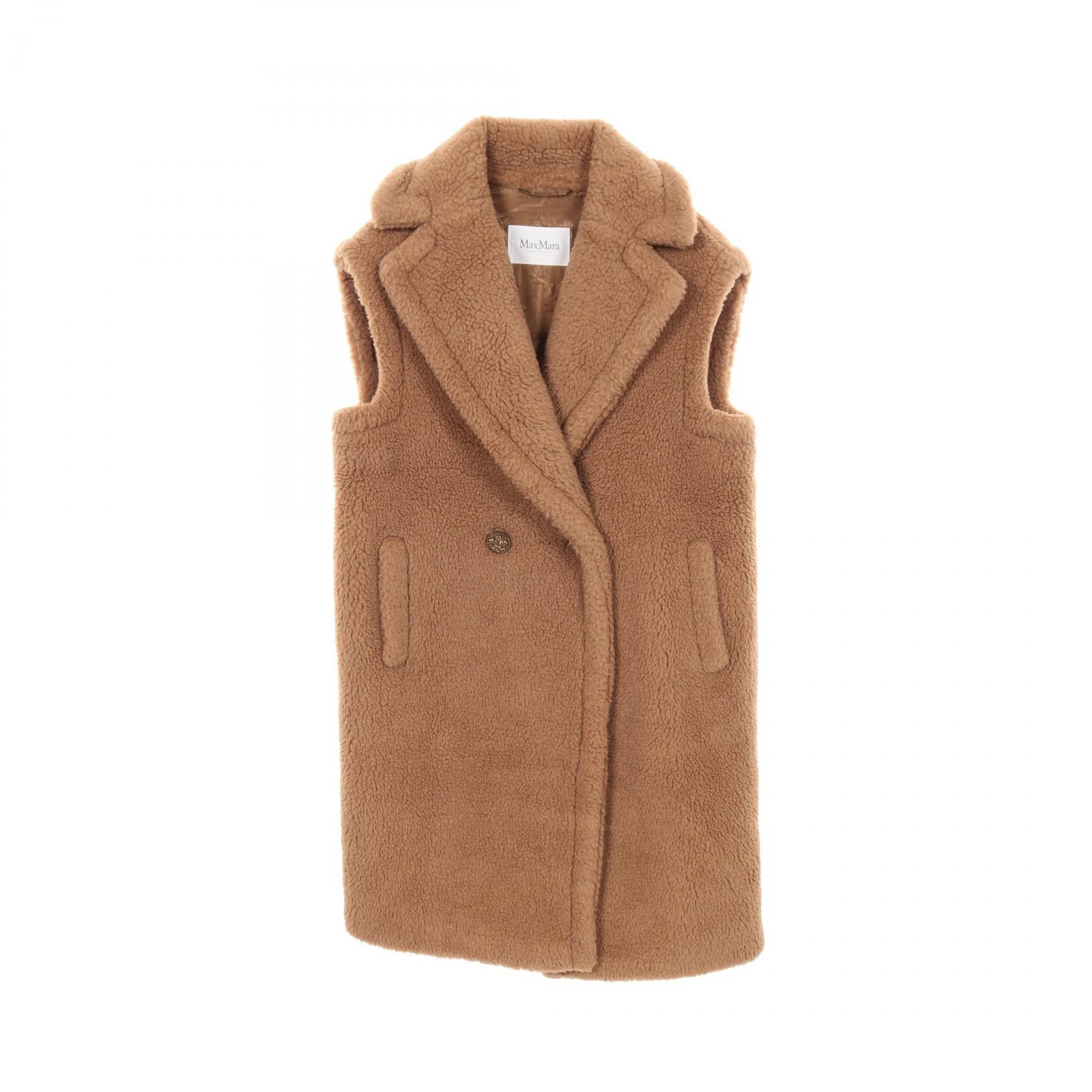 Max Mara Max Mara Max Mara TEDDY silk camel vest Textile Outerwear 127102116 DUTY FREE for USA Size ONE SIZE - 1 Thumbnail