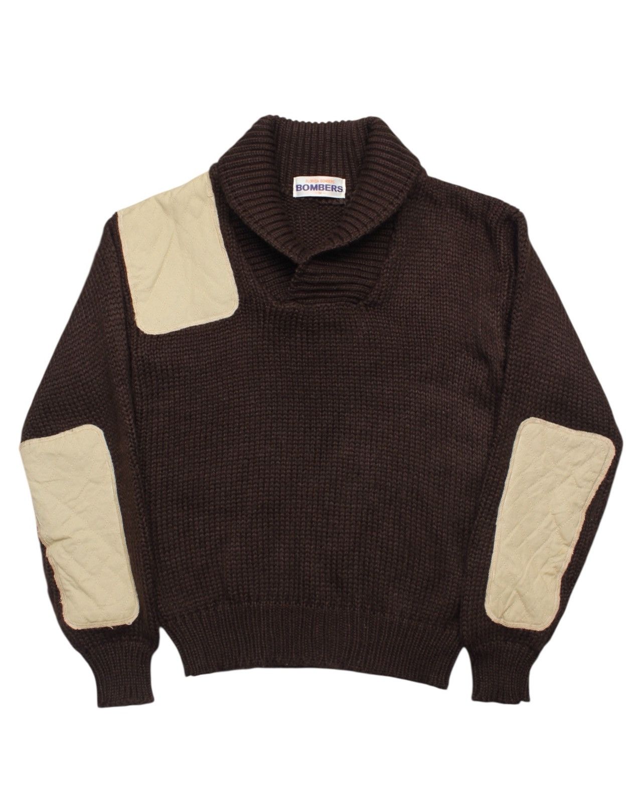 Vintage FLORIDA BOMBERS HEAVY KNIT SHAWL COLLAR QUILTED SWEATER Size US M / EU 48-50 / 2 - 1 Thumbnail
