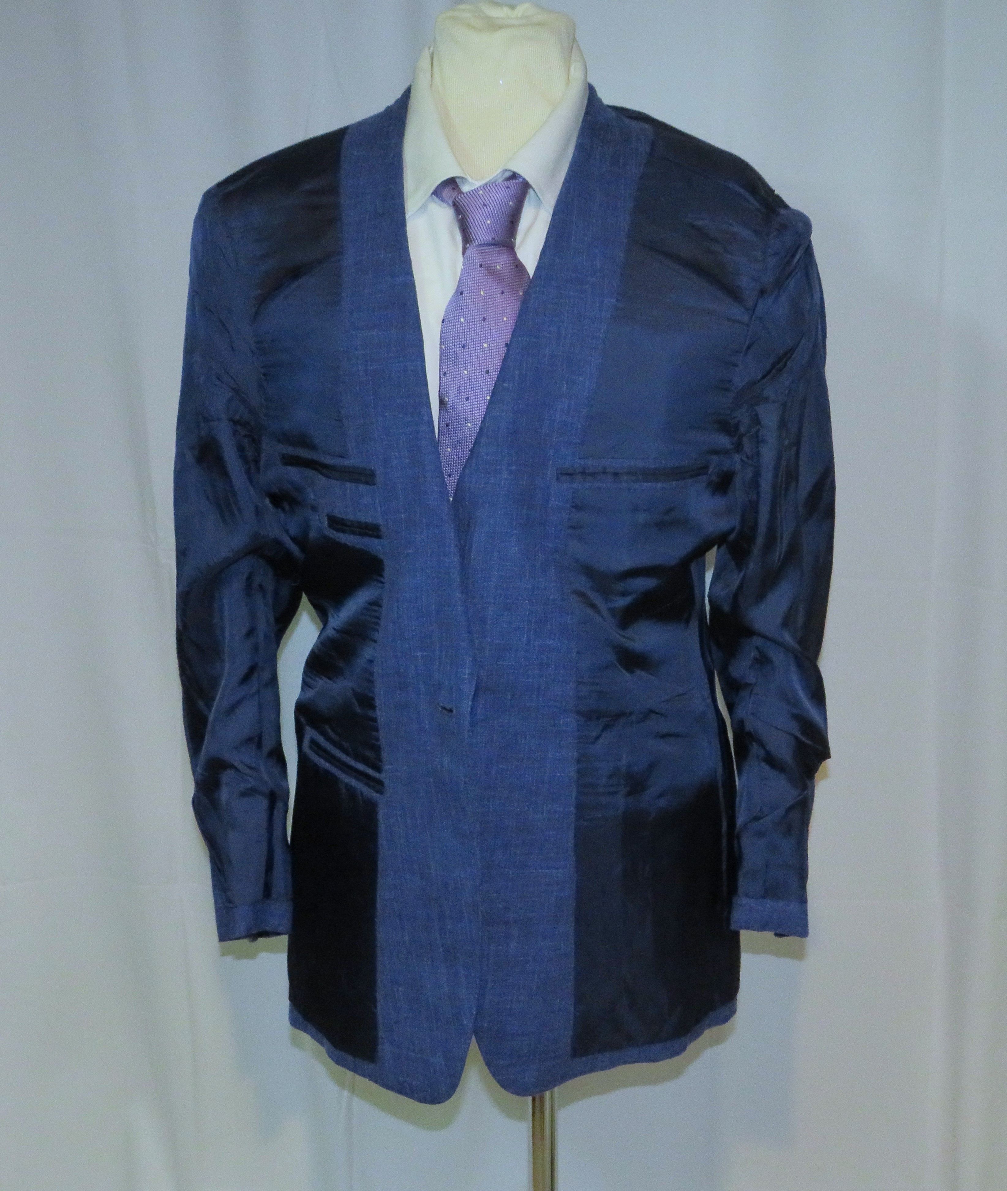 Huntsman Savile Row Bespoke Blue Melange One Button Sport Coat 36S Size 36S - 12 Thumbnail
