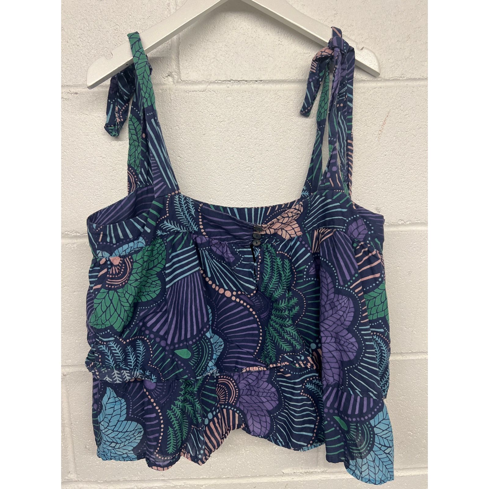 Other Warm 3/Large Purple Floral Tie Strap Square Neck Tank Top Size L / US 10 / IT 46 - 7 Thumbnail