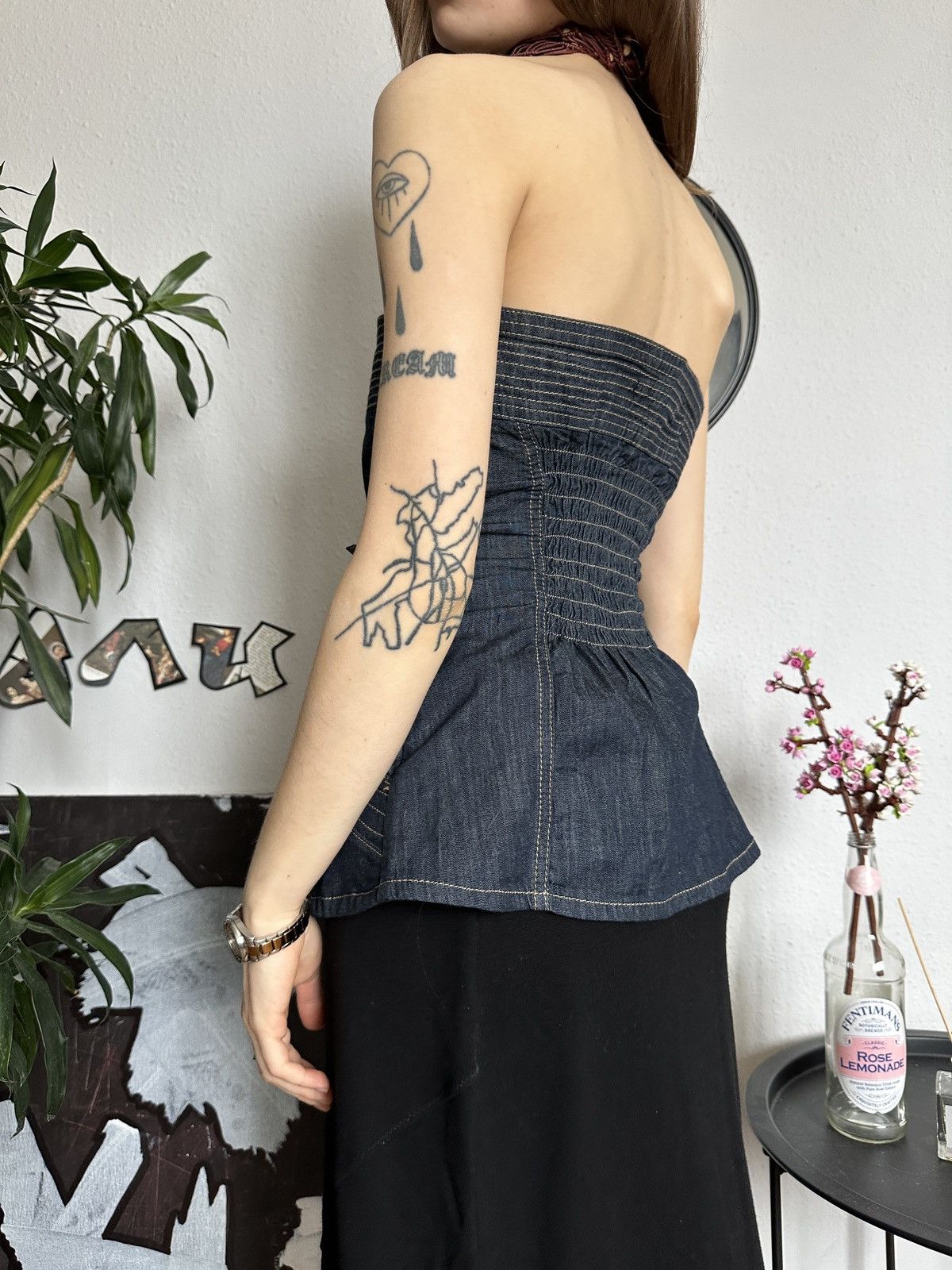 Japanese Brand Denim Button Up Bustier Belted Buckle Sexy Top Size XS / US 0-2 / IT 36-38 - 5 Thumbnail