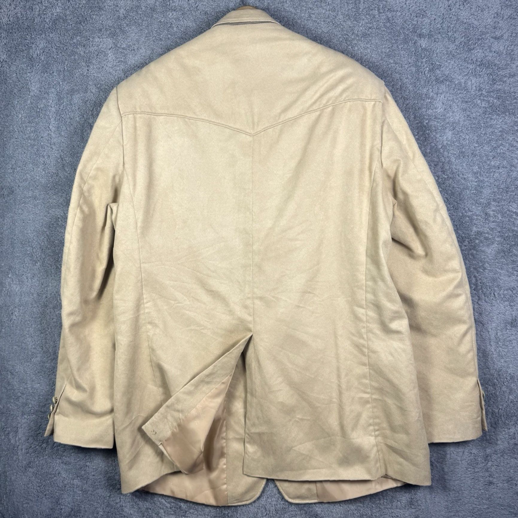 Vintage VINTAGE Laredo Blazer Mens 46L Suede Western Rockabilly Cowboy Beige Disco Blazer Shirt Size 46R - 5 Thumbnail