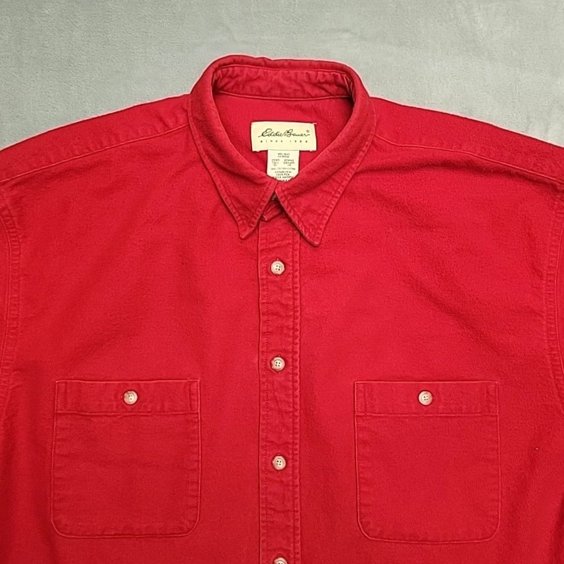 Eddie Bauer VINTAGE Eddie Bauer Shirt Mens XLT Red Flannel Outdoor 90s Button-Up Collared Cotton Chamois Tall Read Size US XL / EU 56 / 4 - 3 Thumbnail