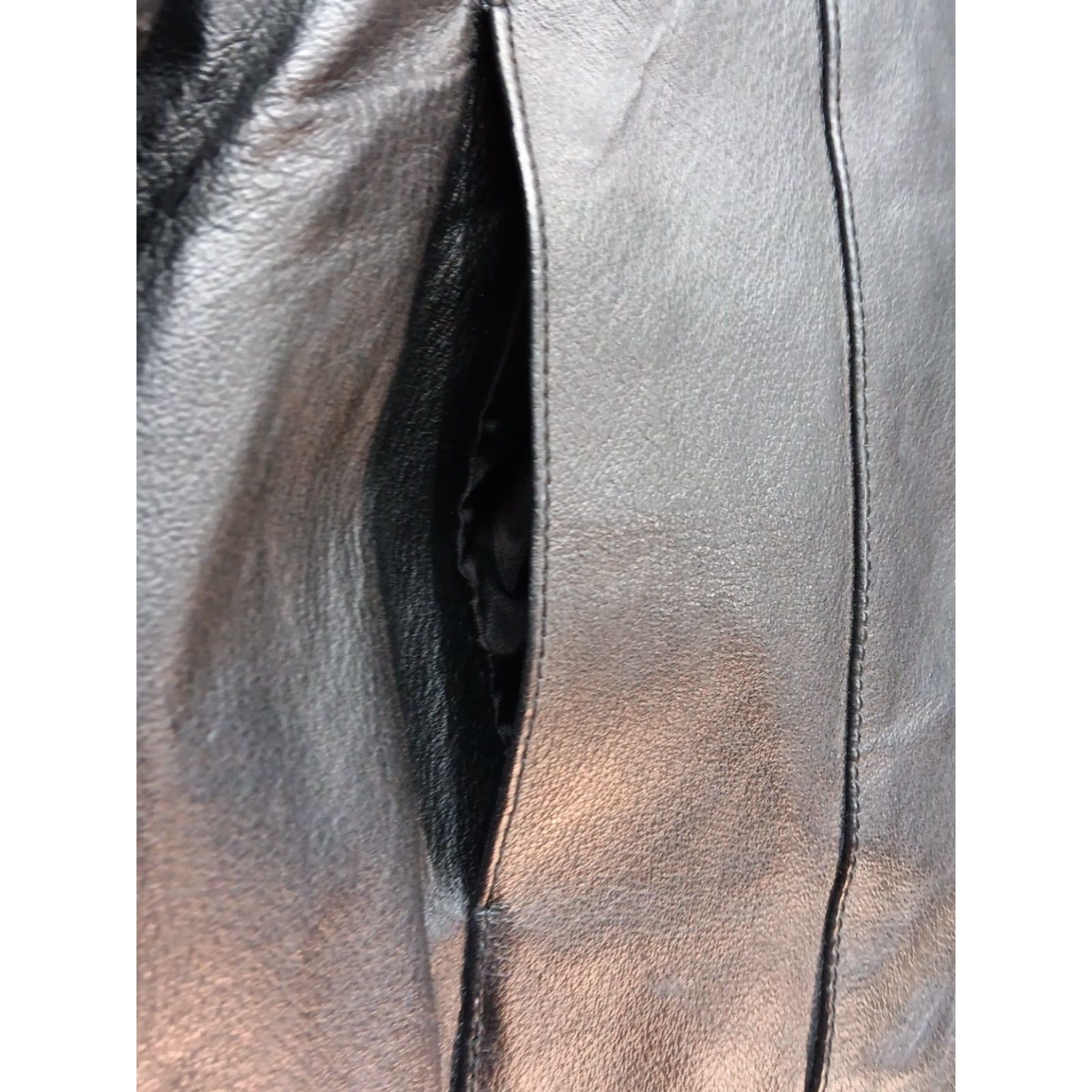 Vintage Burk's Bay Women Bomber Jacket M Black Leather NWT Size M / US 6-8 / IT 42-44 - 7 Thumbnail