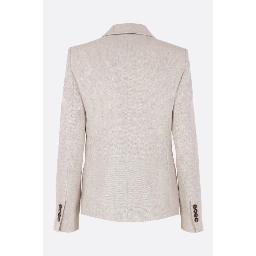Brunello Cucinelli BRUNELLO CUCINELLI Herringbone Beige Linen Jacket New & Auth Size S / US 4 / IT 40 - 2 Thumbnail