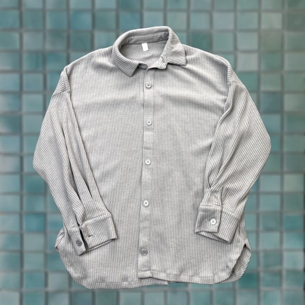 Vintage The Foxy Kind Button Up Shirt Womens XS Gray Stretch Ribbed Casual Classic City Fit Size XS / US 0-2 / IT 36-38 - 1 Thumbnail