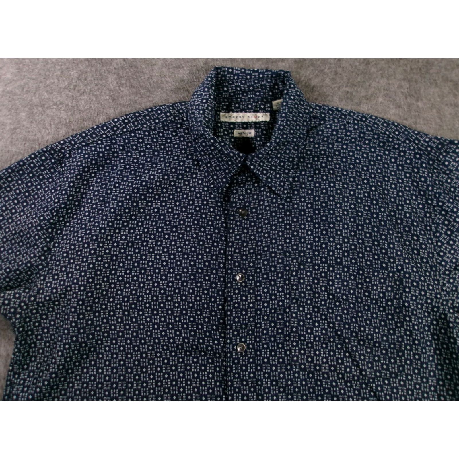Vintage Robert Stock Shirt Men Medium Navy Geometric Button Up Casual Dress Classic Long Sleeve Button-Up Size US M / EU 48-50 / 2 - 2 Thumbnail