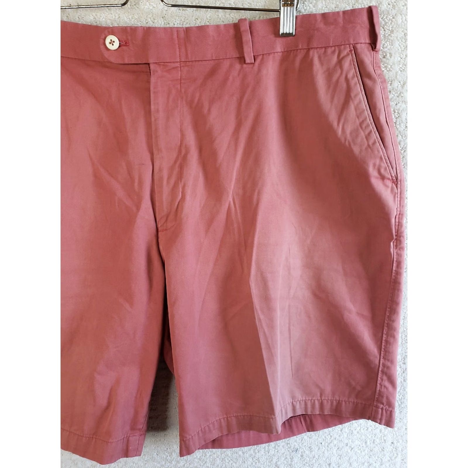 Vintage Bullock&Jones Shorts Men's Pink Flat Front 42 Bermuda Lightweight Twill Zip Pocket Beach City Casual Regular 8.25in Inseam Mens Size US 42 / EU 58 - 3 Thumbnail